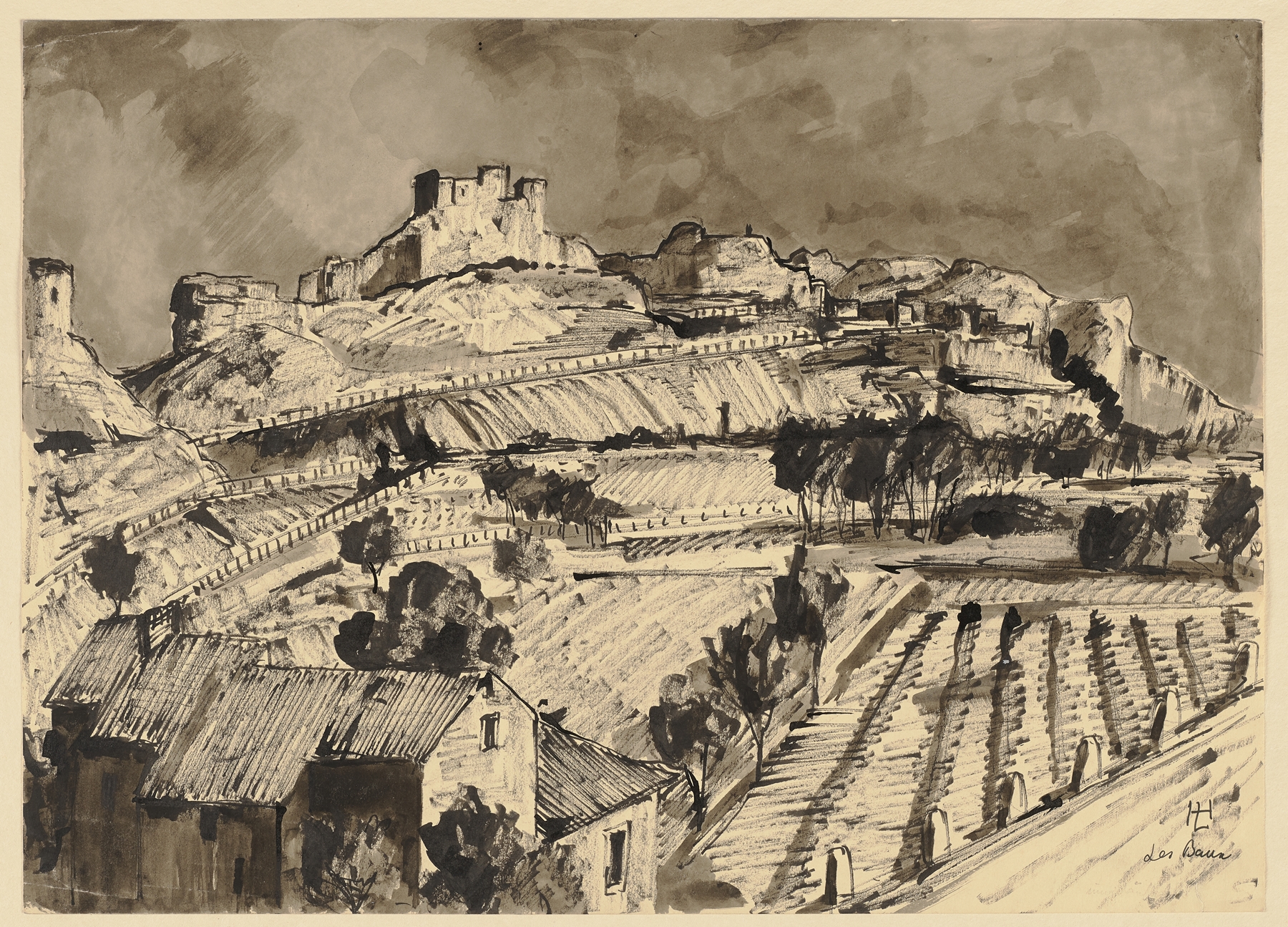Landscape of Les Baux-de-Provence by Hermann Lismann, oil on canvas