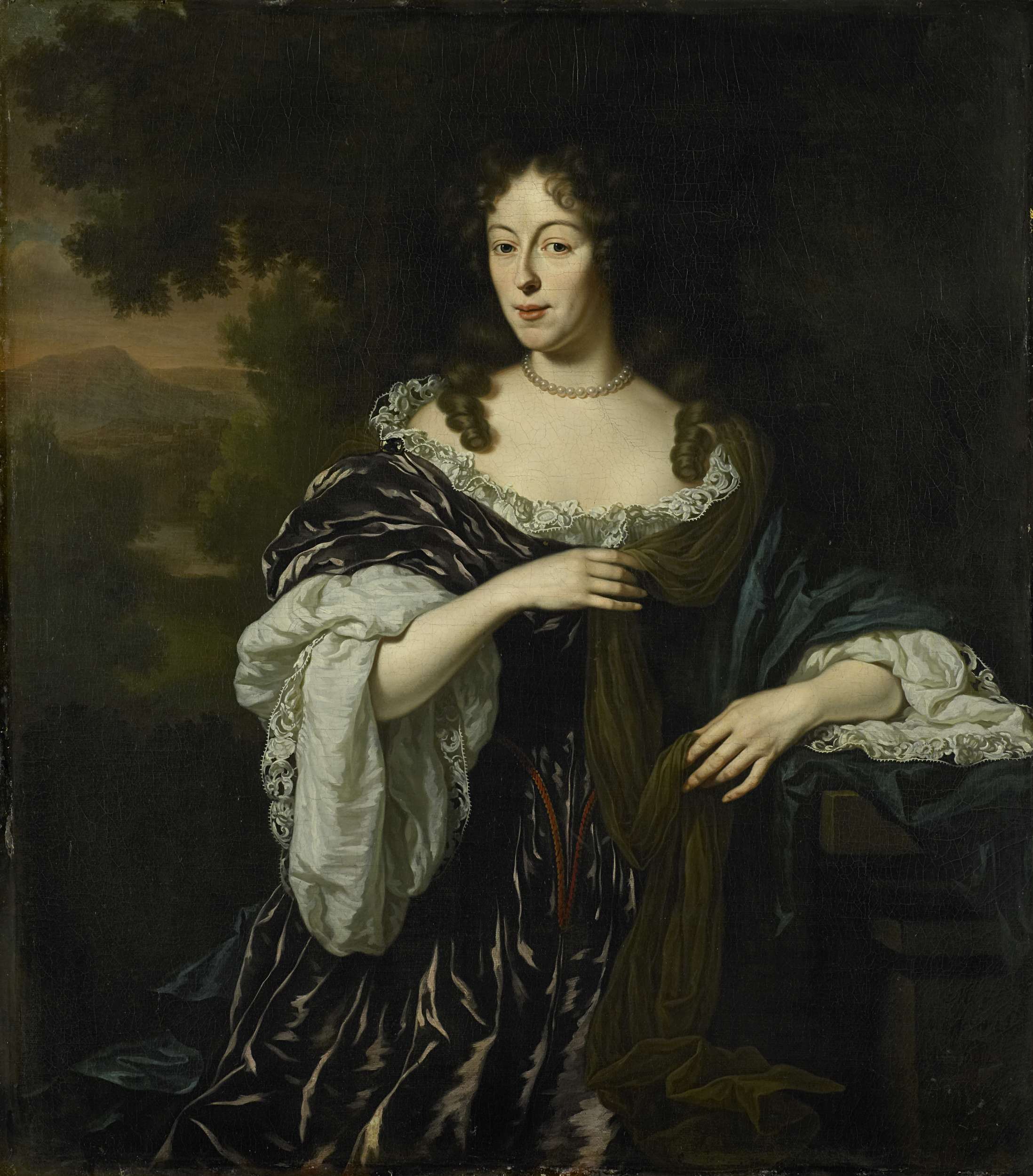 Portrait of Maria Schaep, oil on canvas by Michiel van Musscher, depicting a woman in an elegant gown.