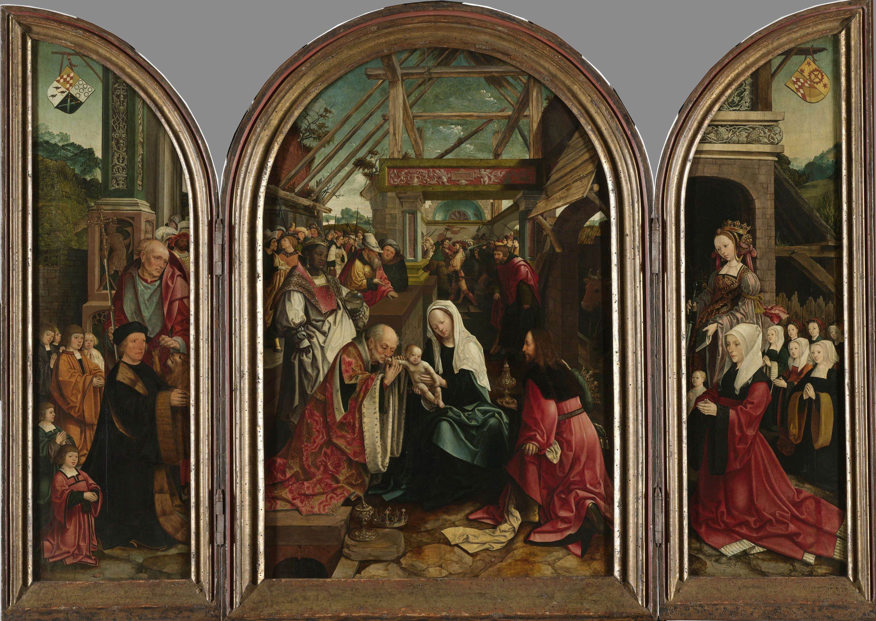 Triptych with the Adoration of the Magi, oil on panel by Jacob Cornelisz van Oostsanen