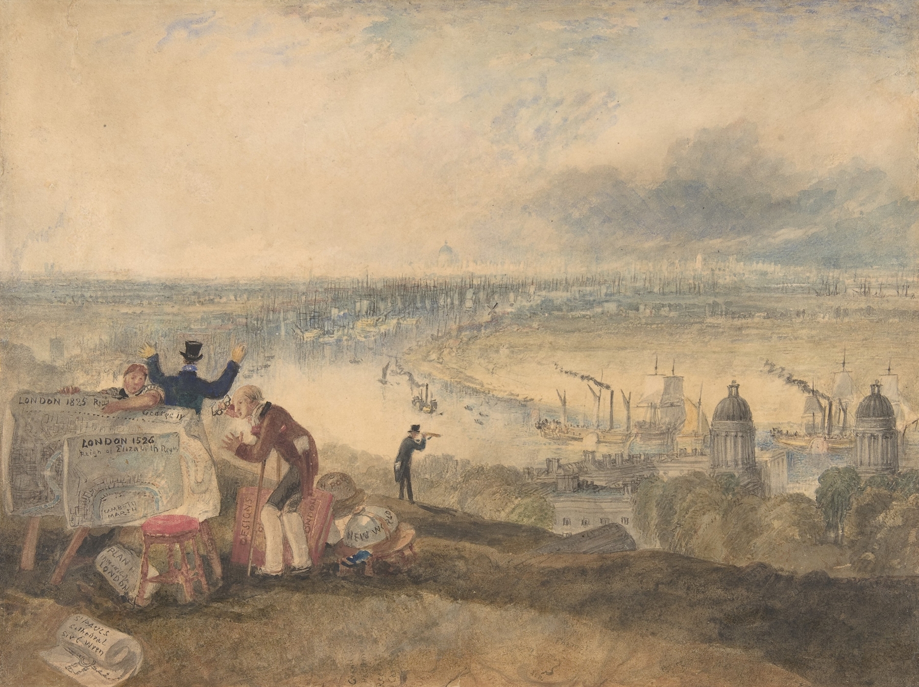 Landscape view of London from Greenwich, oil painting by Joseph Mallord William Turner