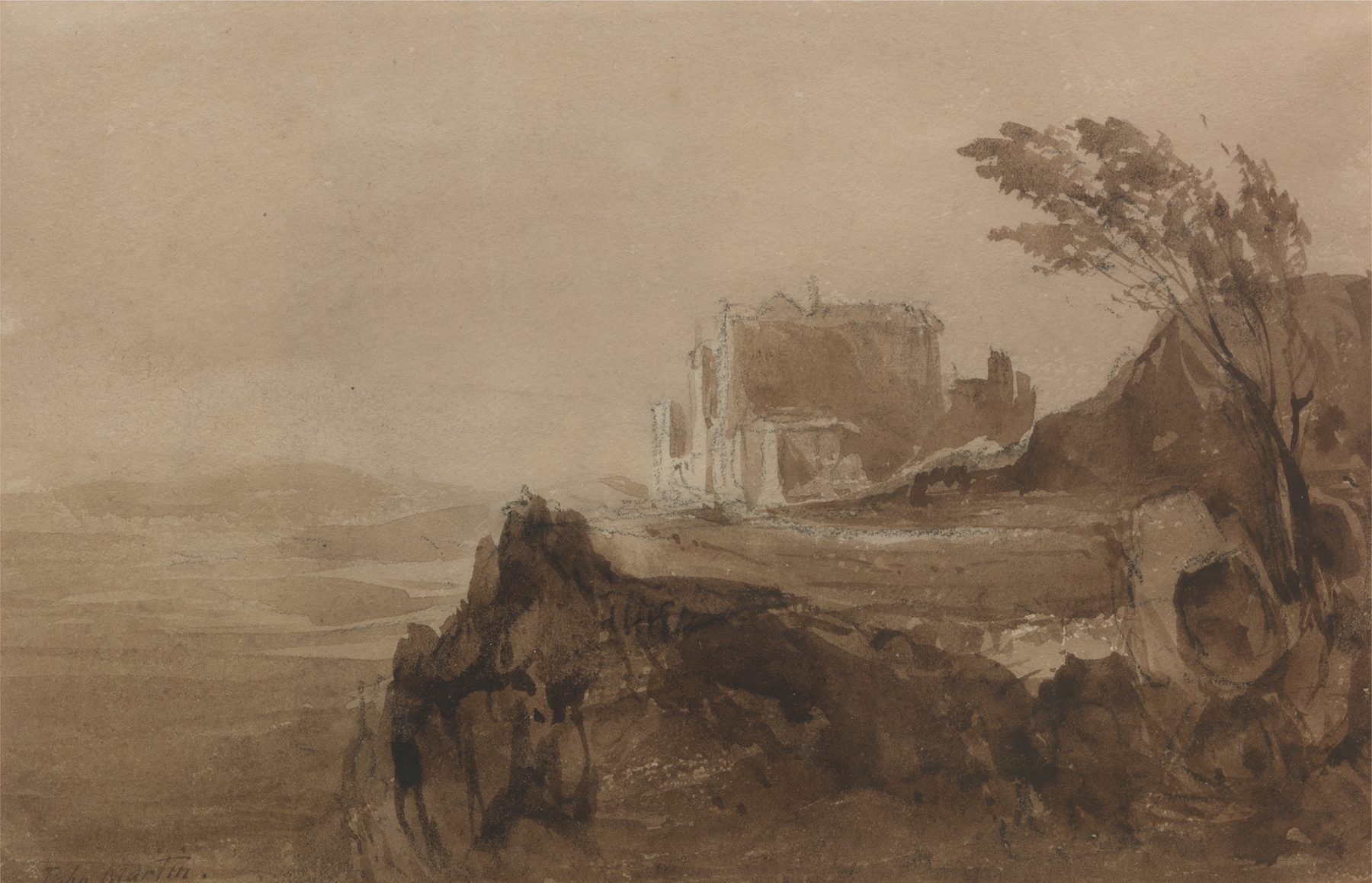 Building on a Hill, by John Martin, public domain