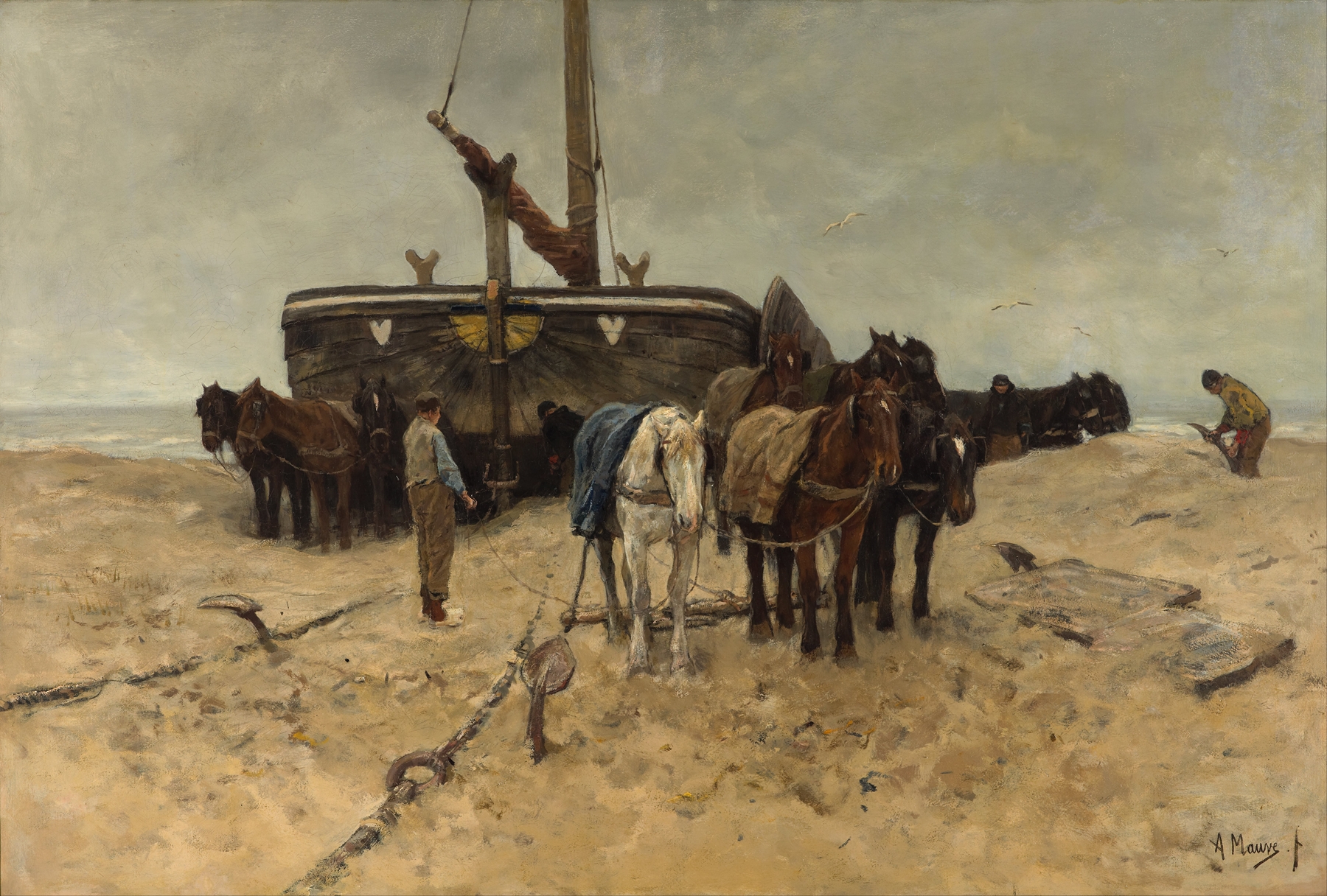 Fishing boat on the beach, by Anton Mauve, public domain