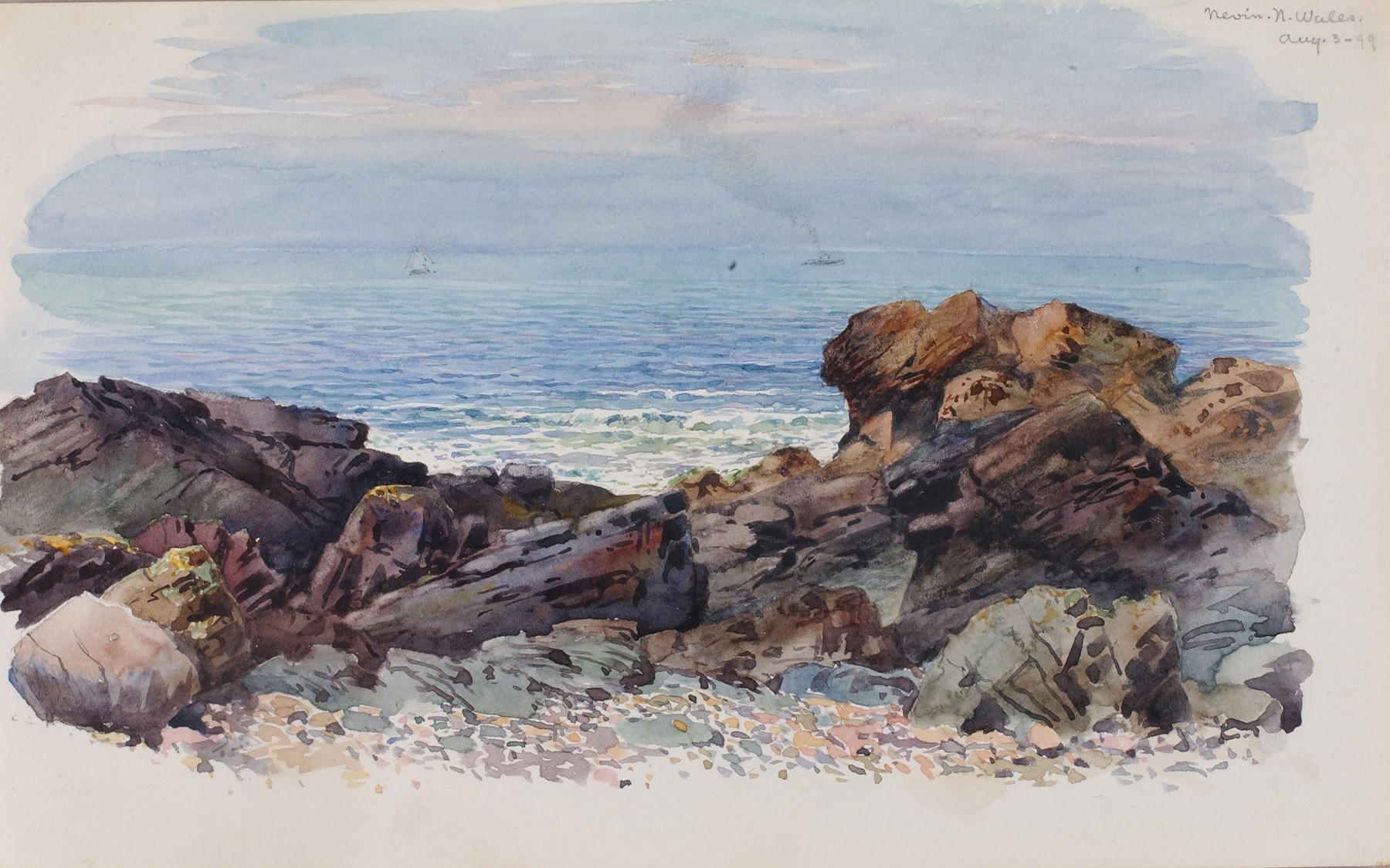 Landscape of Nevin, North Wales, oil on canvas by George Elbert Burr