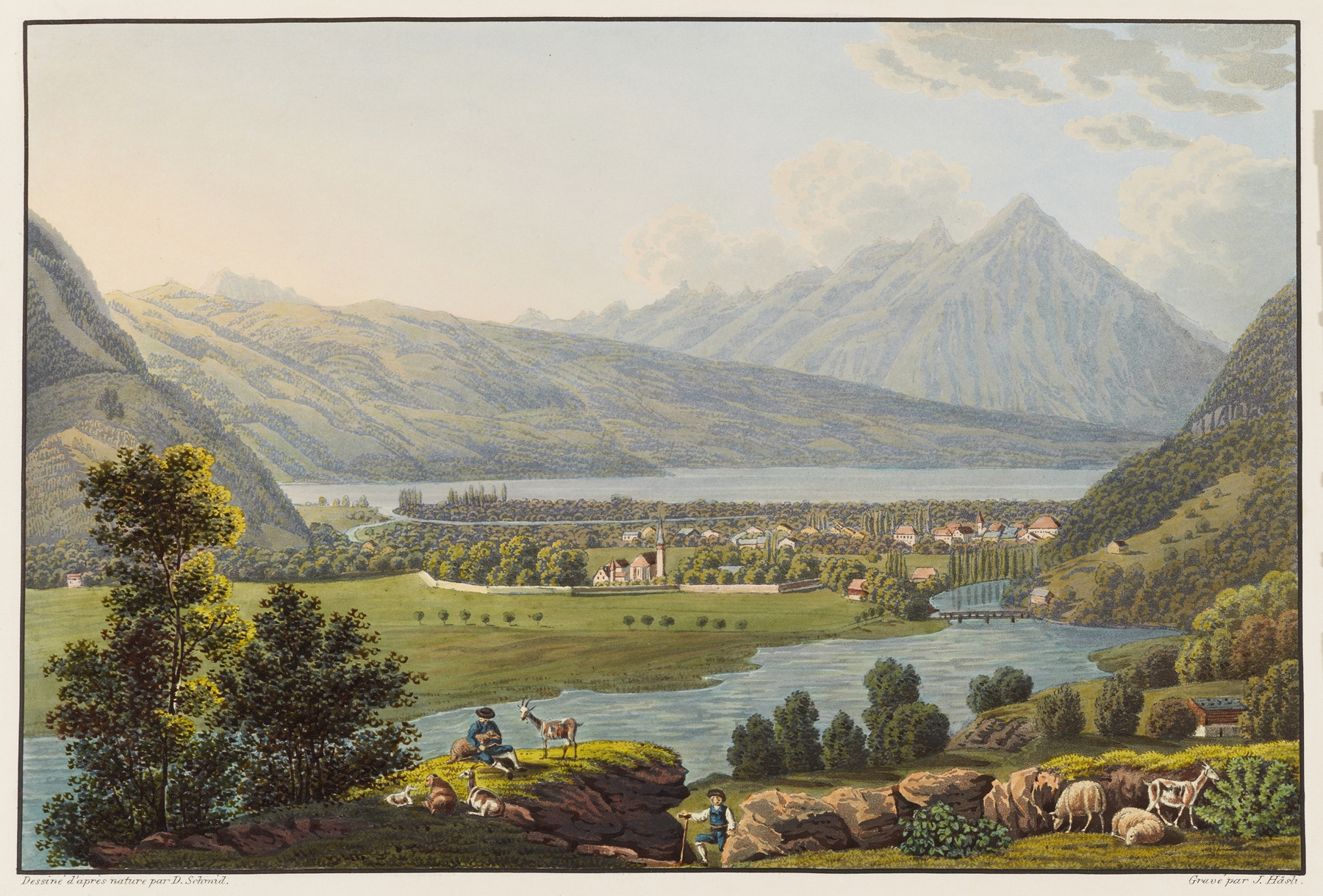 Landscape of Unterseen et Interlacken by David Alois Schmid, impressionism