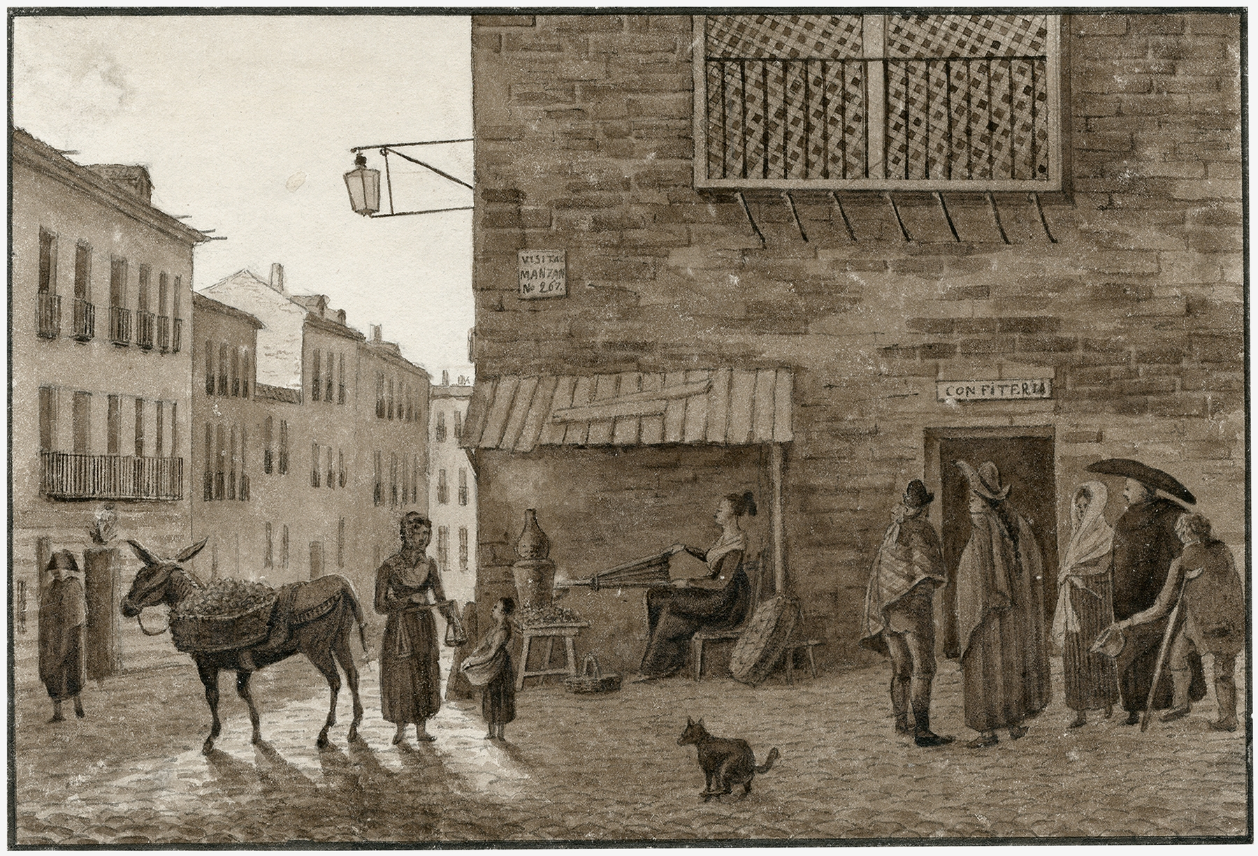 Urban landscape in oil on canvas by Otto Howen, depicting Madrid's crumbling facades.