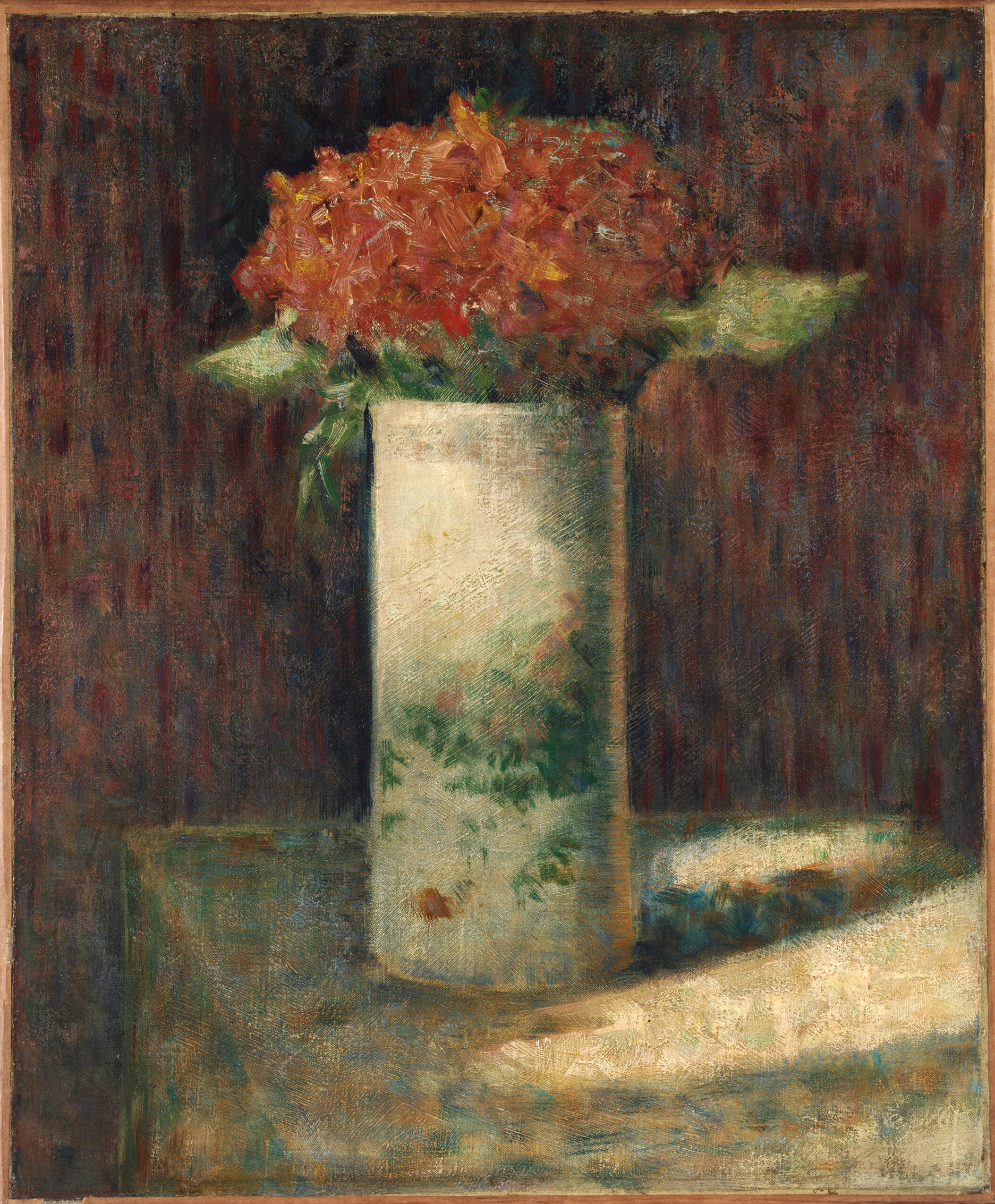Vase of flowers in oil on canvas by Georges Pierre Seurat