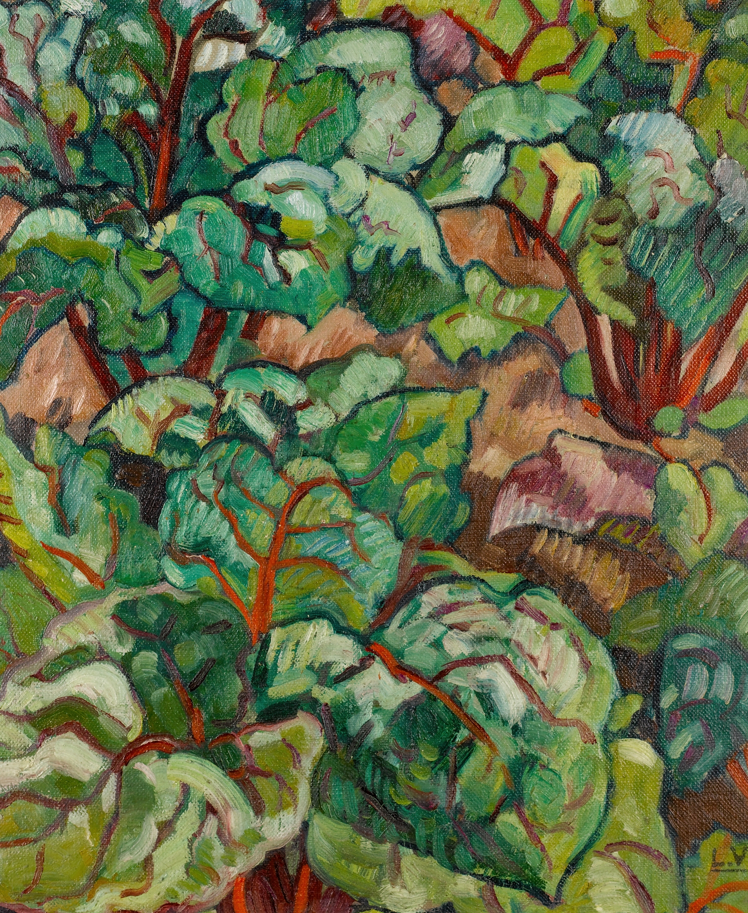 Botanical scene with lush foliage in oil painting by Louis Valtat