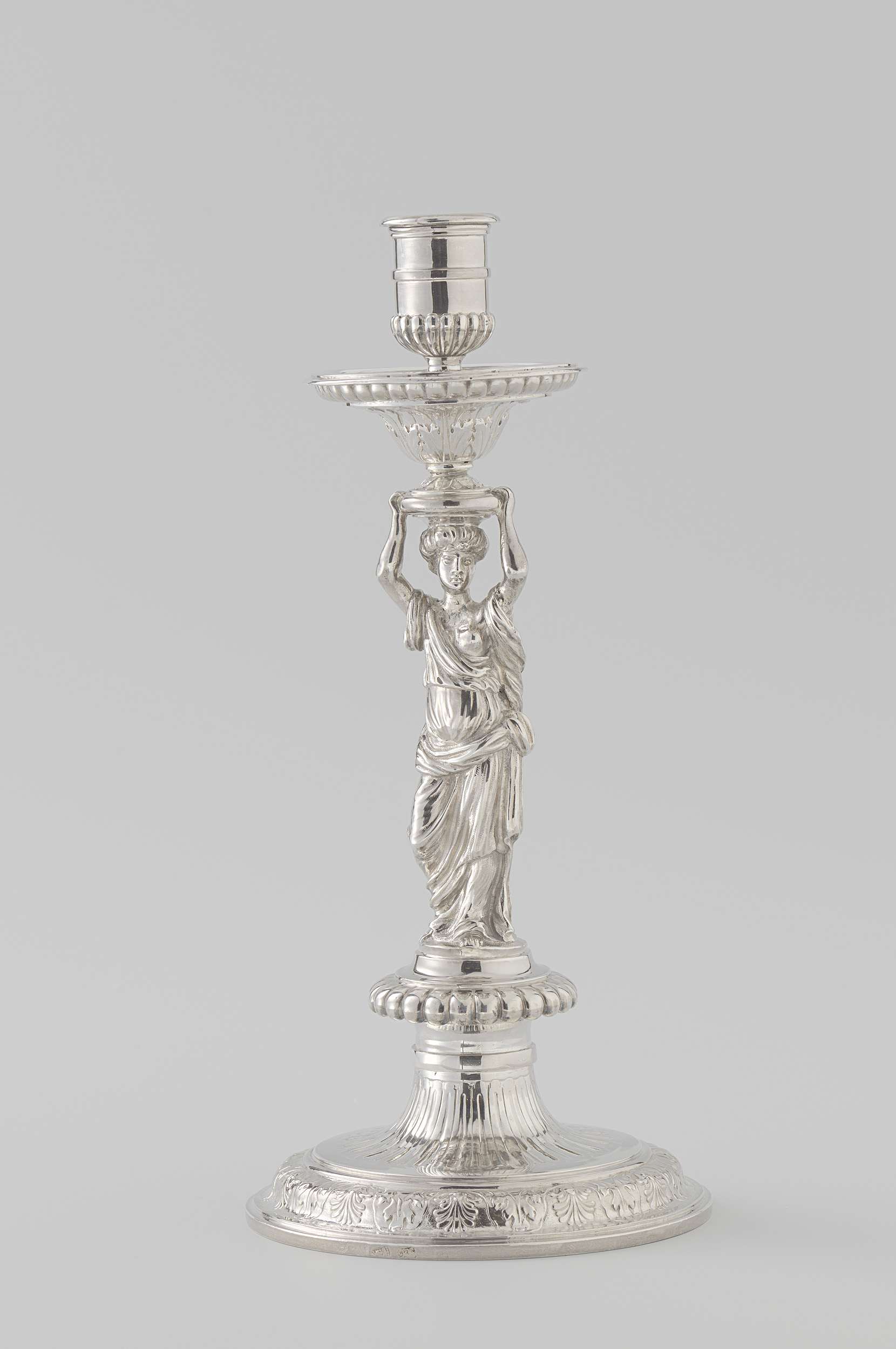 Two bronze candlesticks by Adam Loofs, Dutch Golden Age decorative art