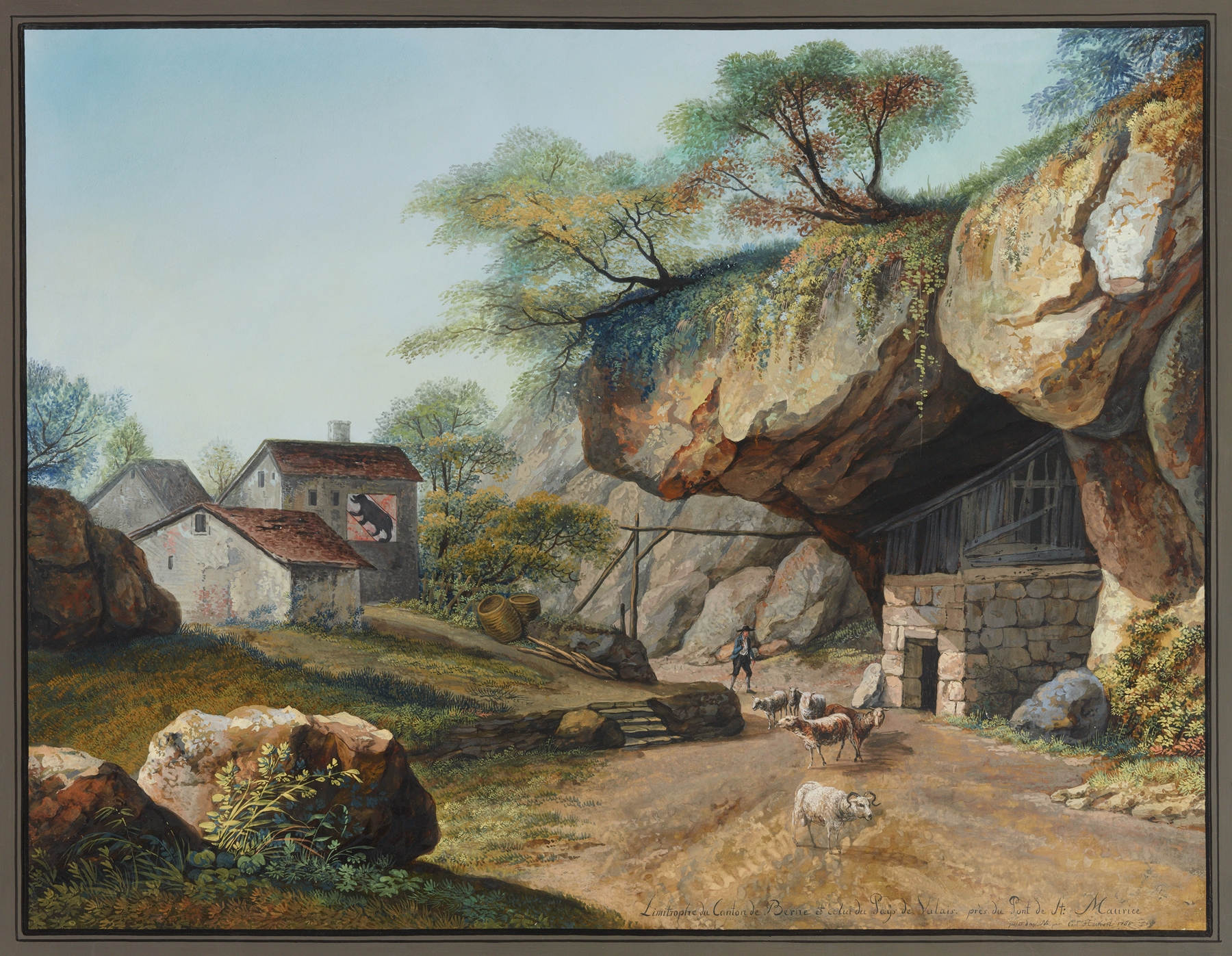 Limitrophe du Canton de Berne et celui du Pays de Valais. près du Pont de St. Maurice, by Carl Ludwig Hackert, public domain