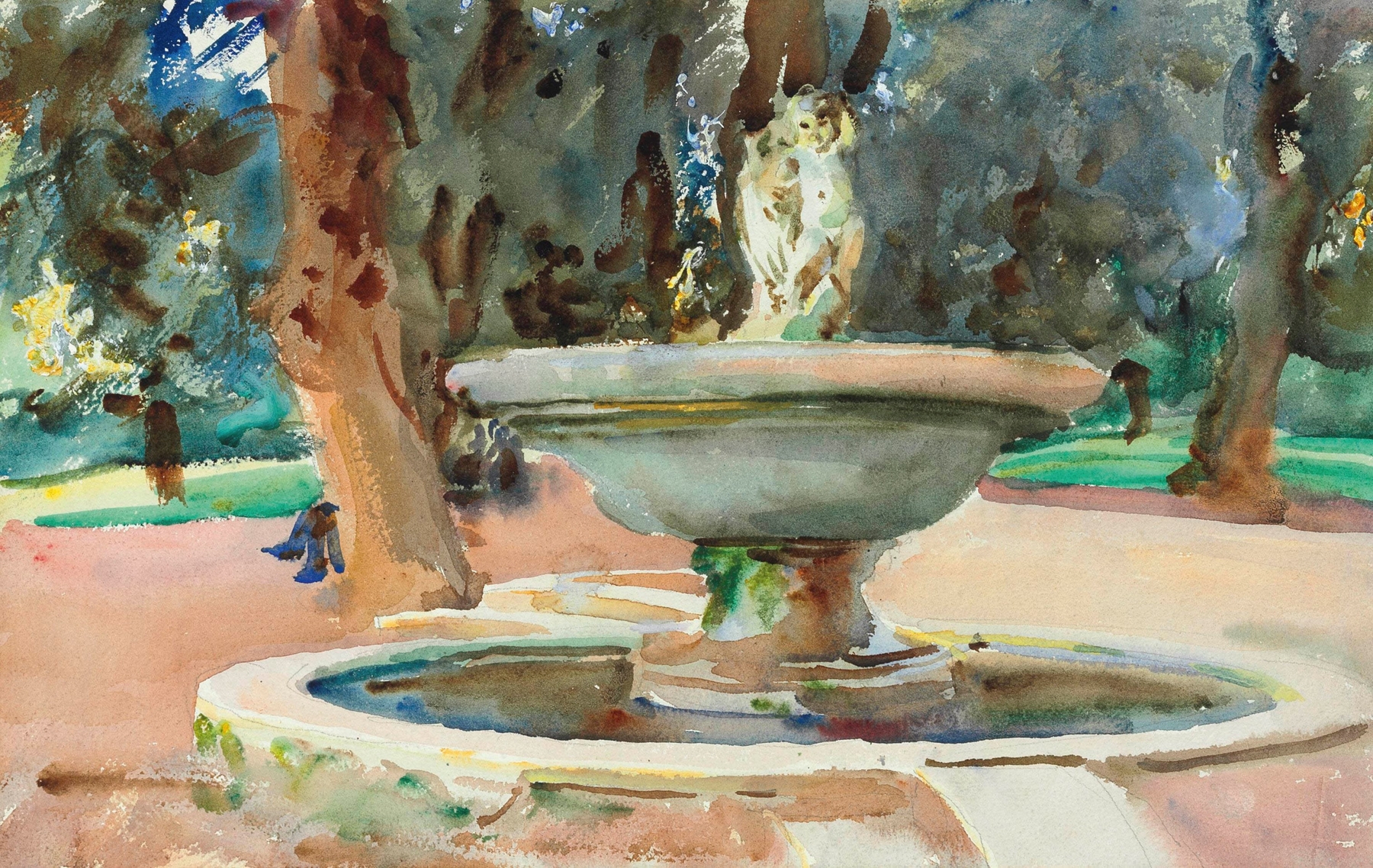 Fontana dei Pupazzi, Villa Borghese, Rome, by John Singer Sargent, public domain