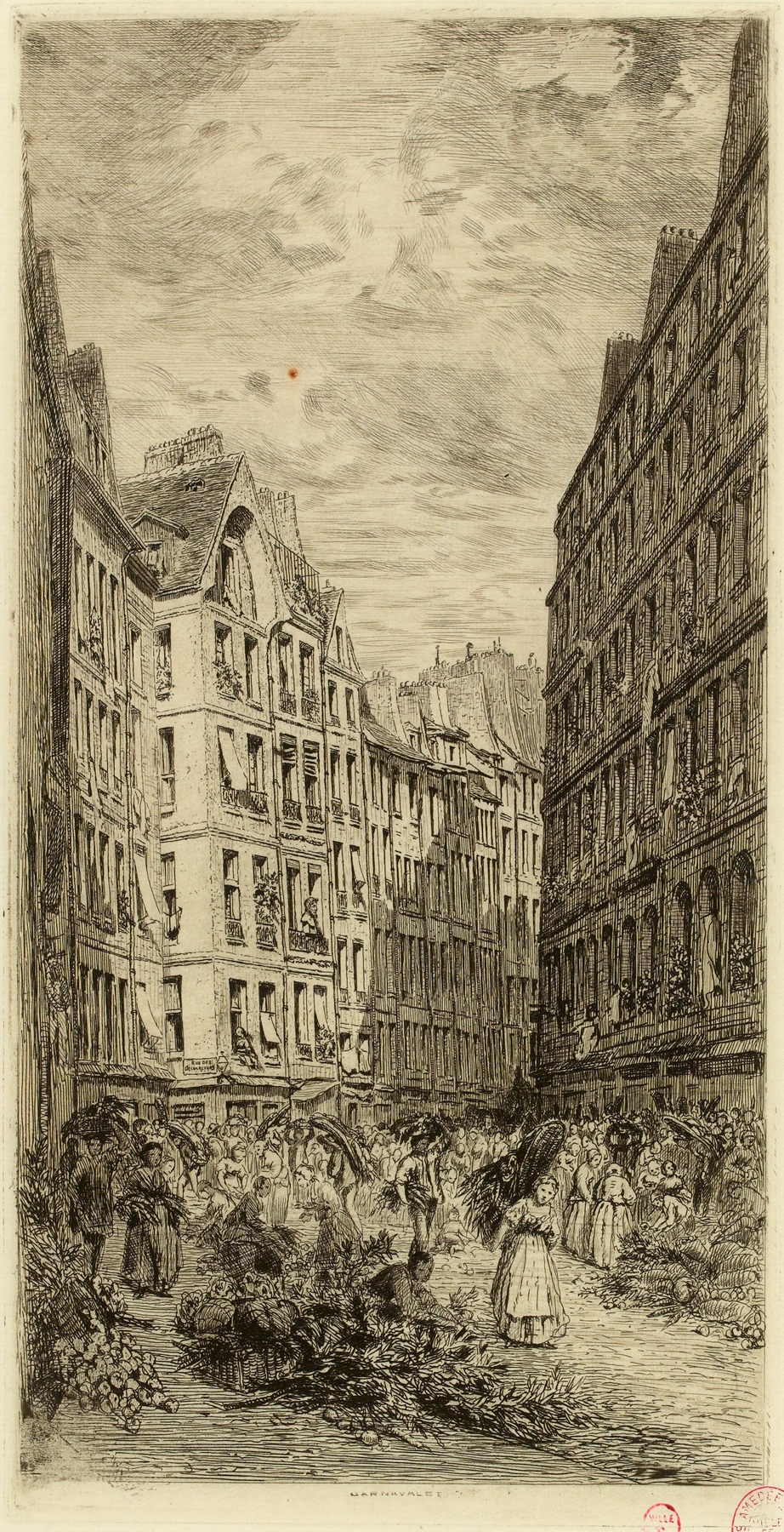 Rue de la Ferronnerie le matin by Alfred Alexandre Delauney, realism, depicting a quiet urban morning scene.