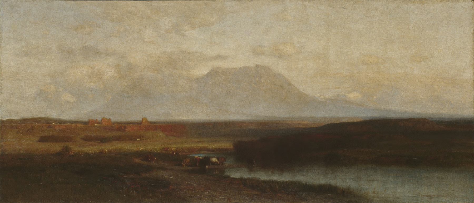 Landscape of Spanish Peaks, Southern Colorado, oil painting by Samuel Colman