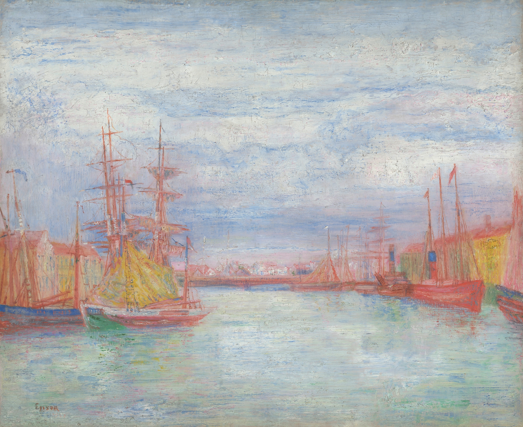 Ostend Harbour, by James Ensor, public domain