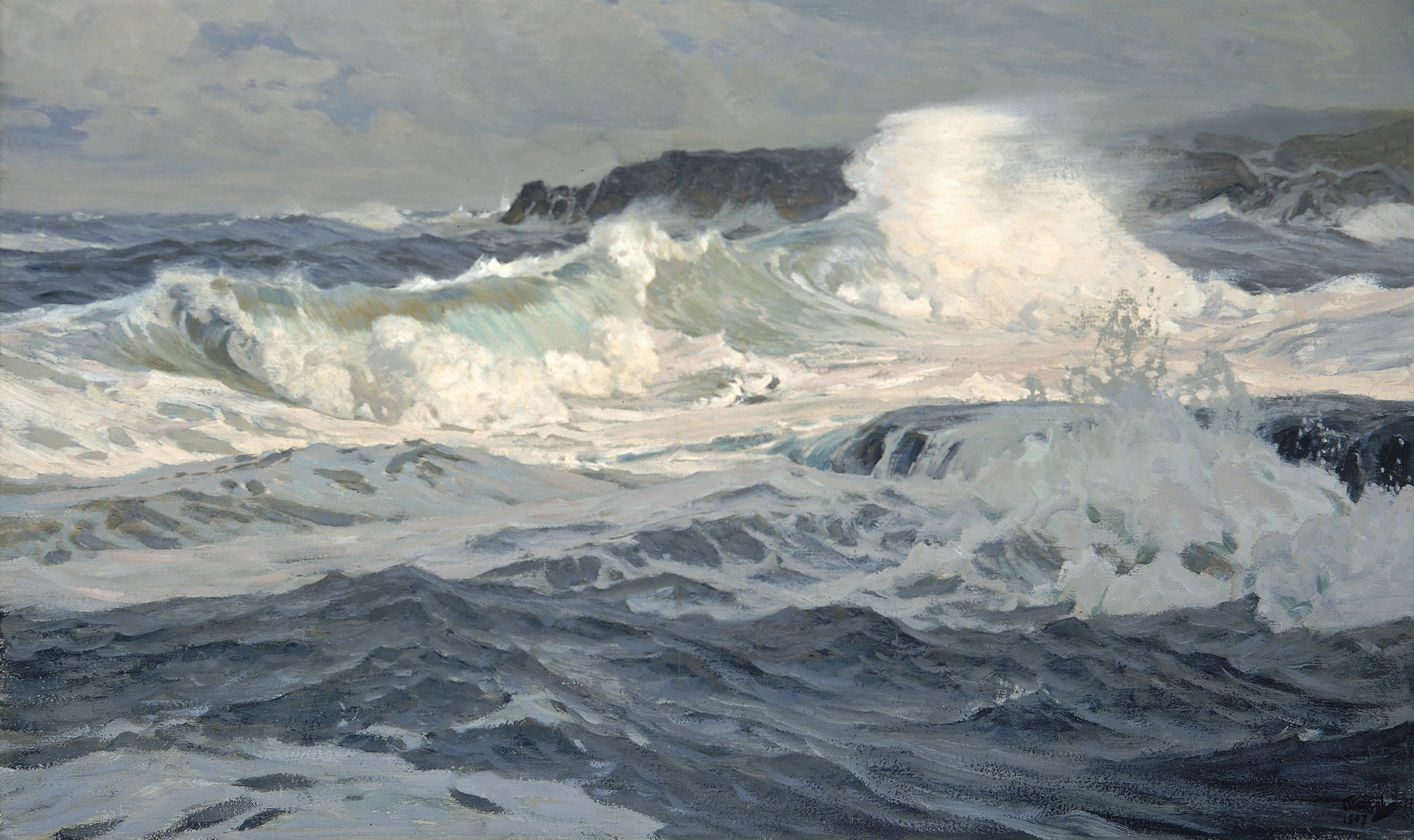Southwesterly Gale, St. Ives, by Frederick Judd Waugh, public domain