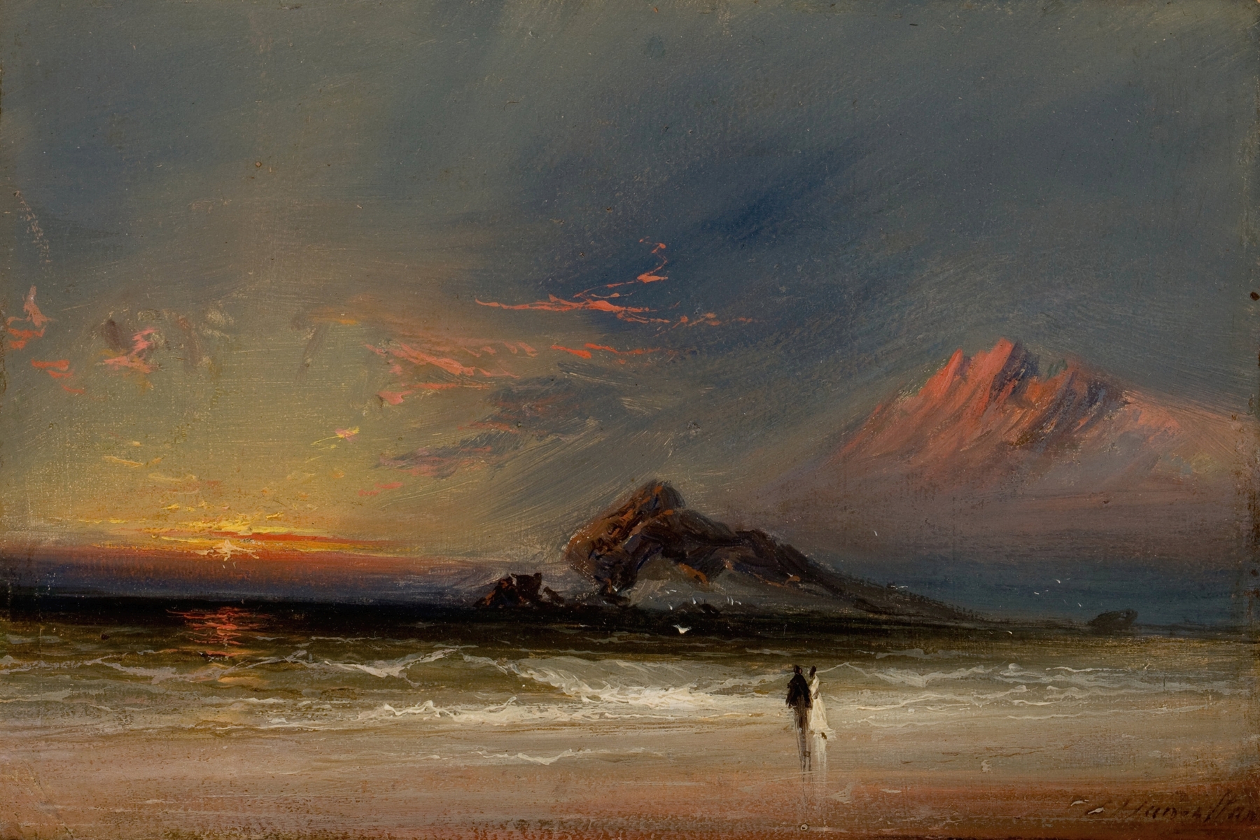 Oil painting by James Hamilton depicting a stormy sea with dark clouds