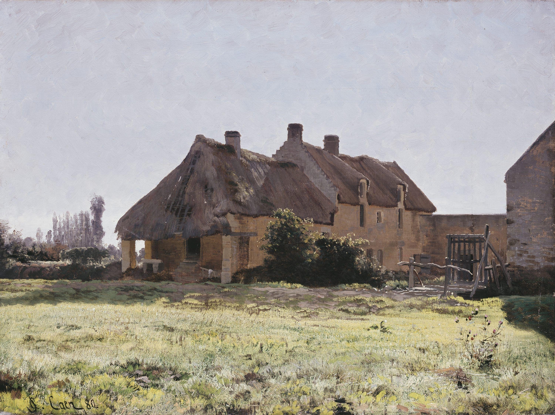 Landscape of a serene farm by Christian Skredsvig, oil on canvas