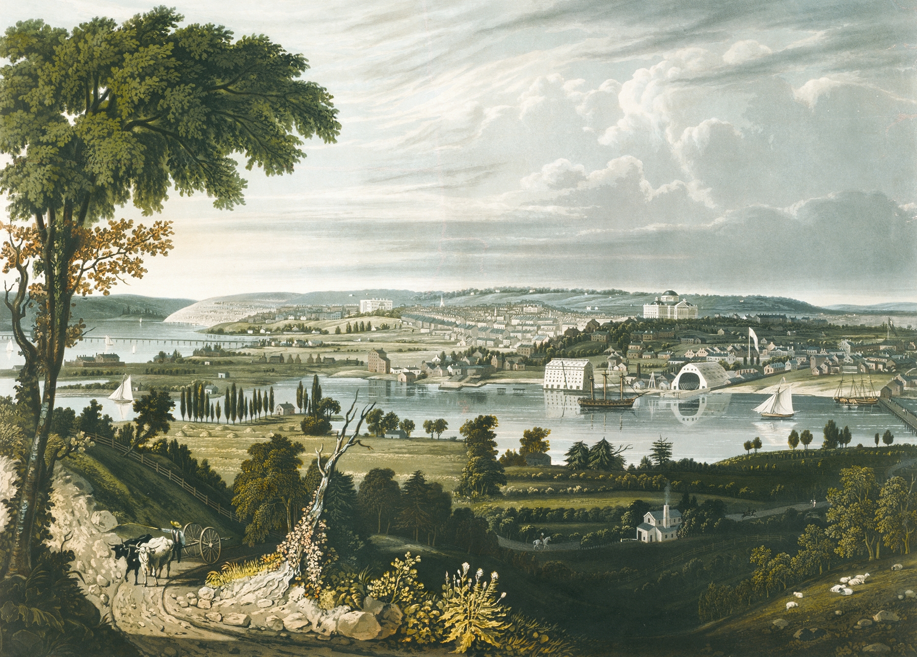 City of Washington from beyond the Navy Yard, oil painting by William James Bennett, depicting a dawn landscape.