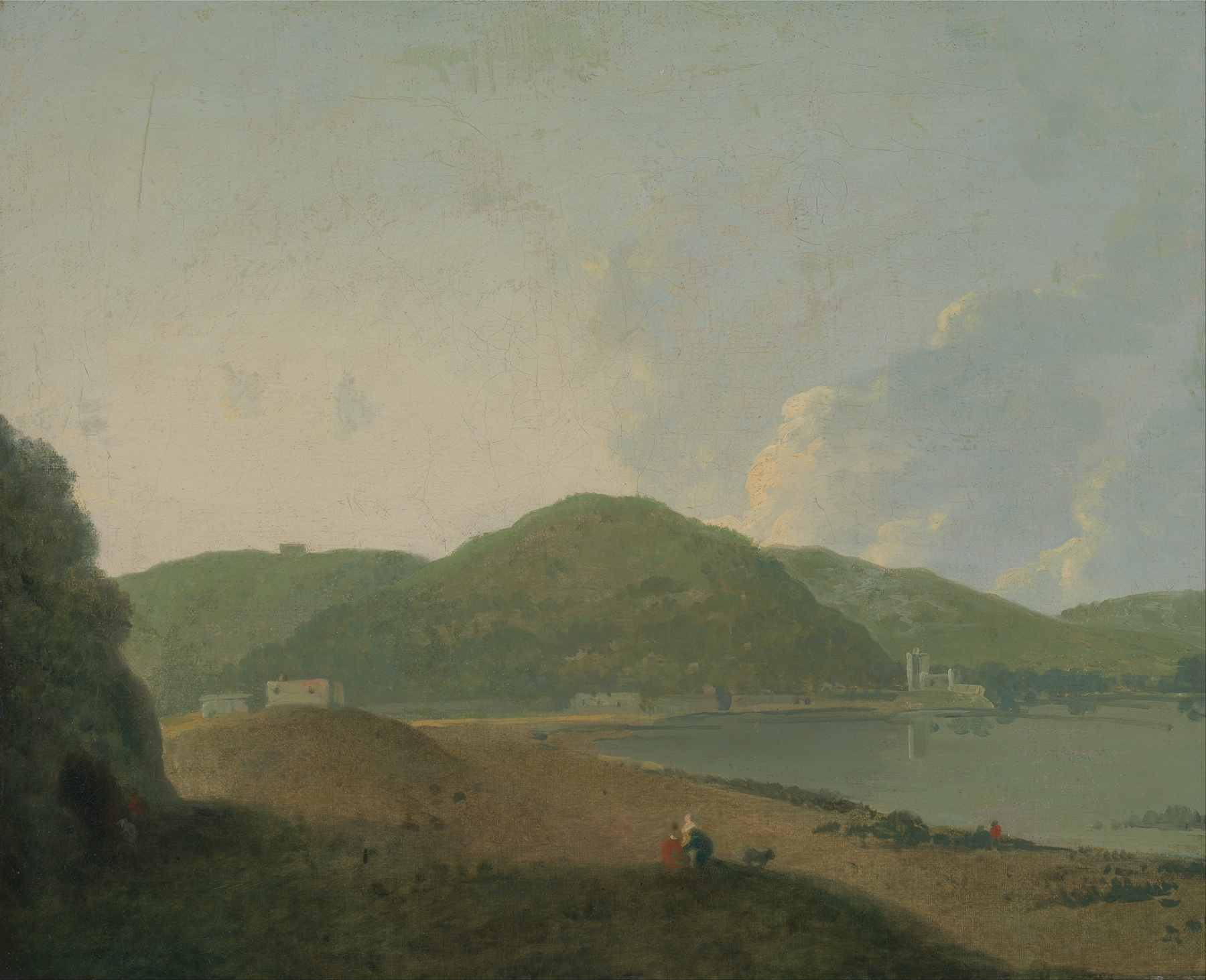 Lago d’Agnano landscape with turbulent waters, oil painting by Richard Wilson