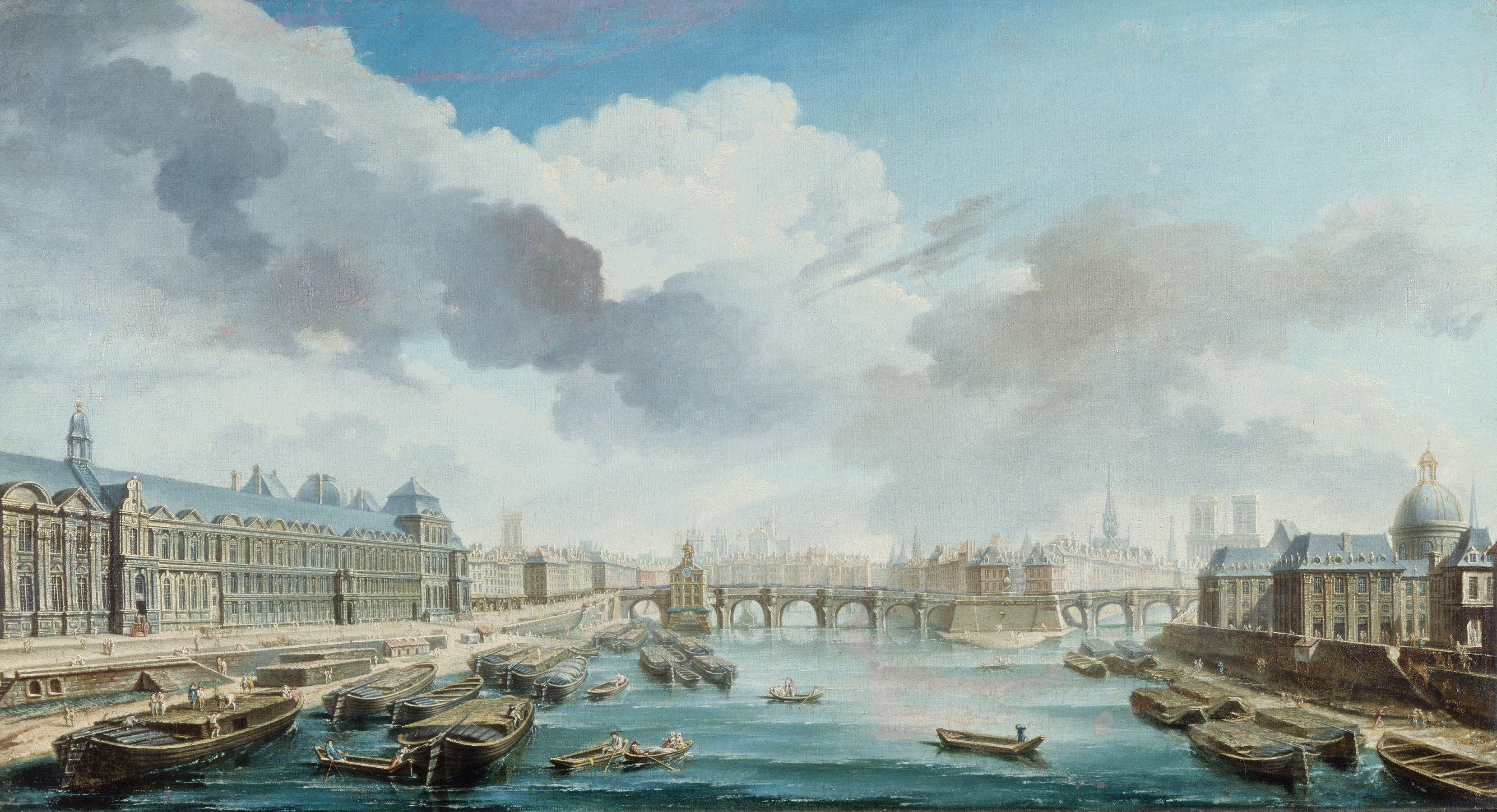 Rococo architecture scene featuring le Collège des Quatre-Nations by Nicolas Jean-Baptiste Raguenet