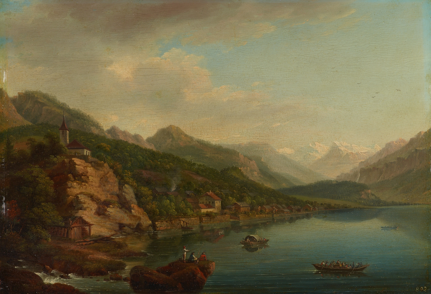 Landscape of Vue du Village et du Lac de Brientz by Johann Ludwig Aberli, medium unknown.
