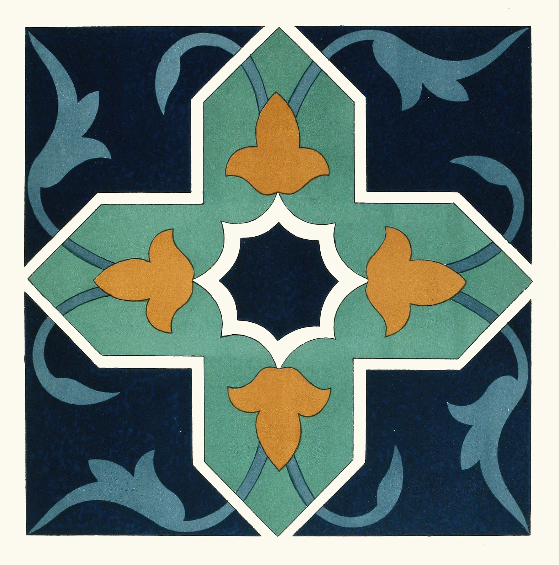 Ceramic ornamental tiles by Afghan Boundary Commission featuring intricate geometric patterns.