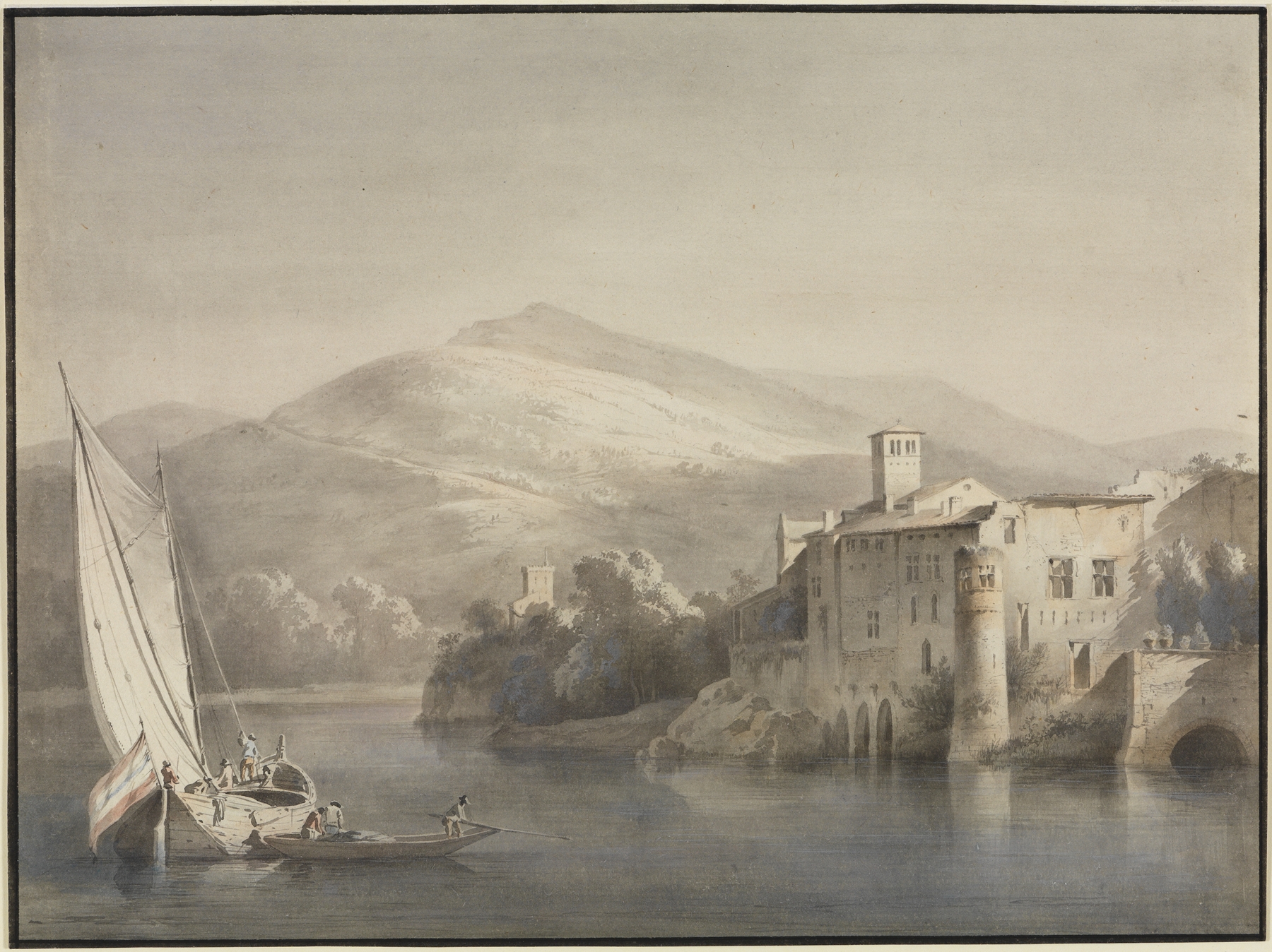 Landscape with river and boats, oil painting by Jean-Jacques de Boissieu