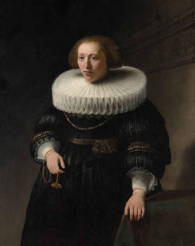 A captivating portrait of a woman by Rembrandt van Rijn.