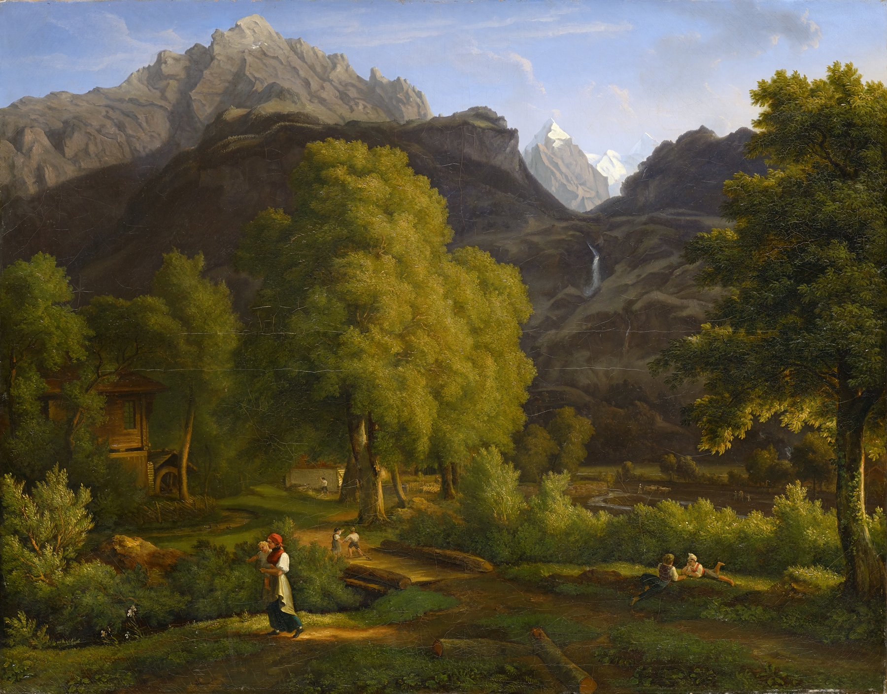 Landscape featuring mountains and a village by Jakob Christoph Miville, medium unknown