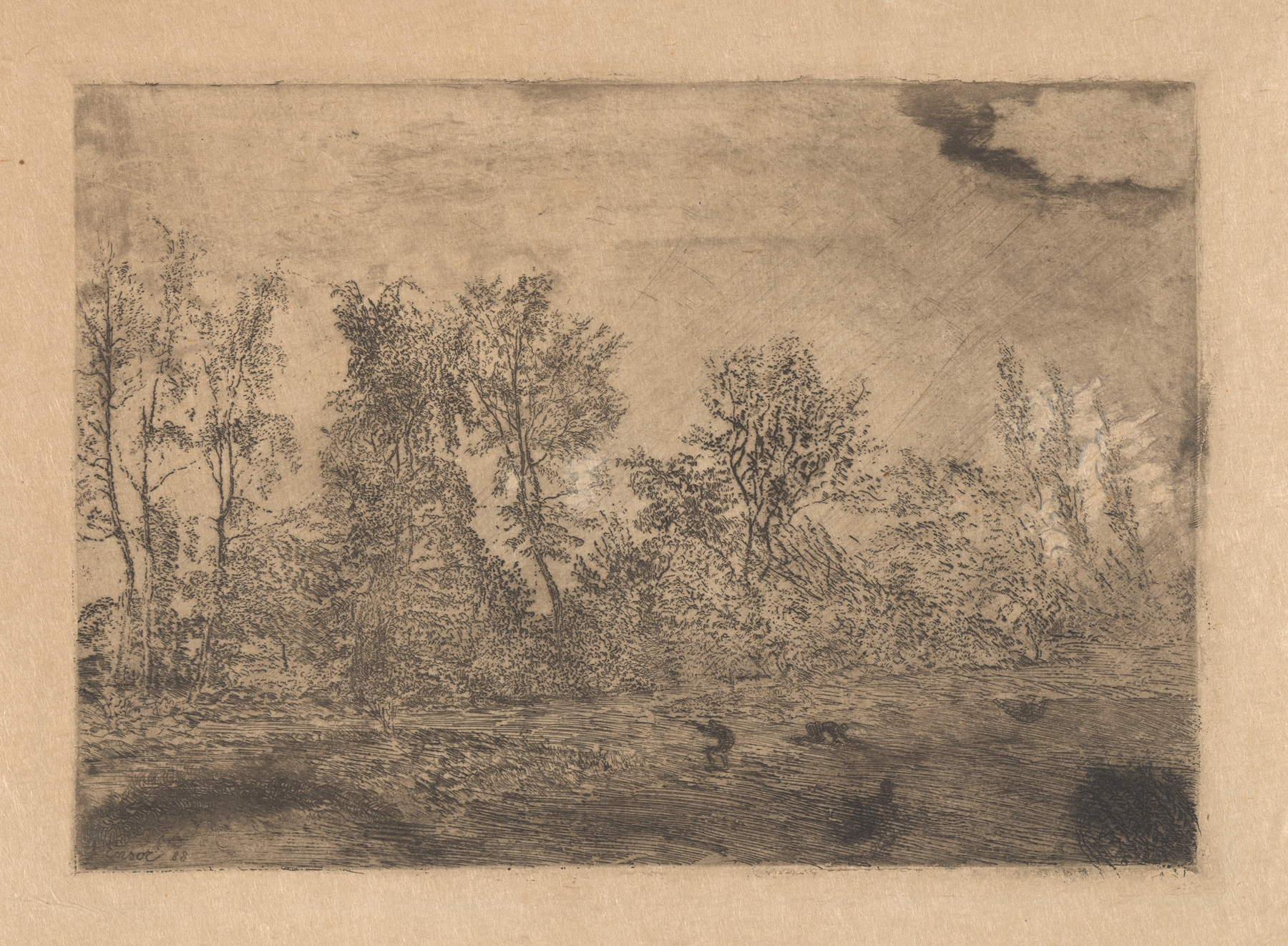 Windstoot in het geboomte, by James Ensor, public domain