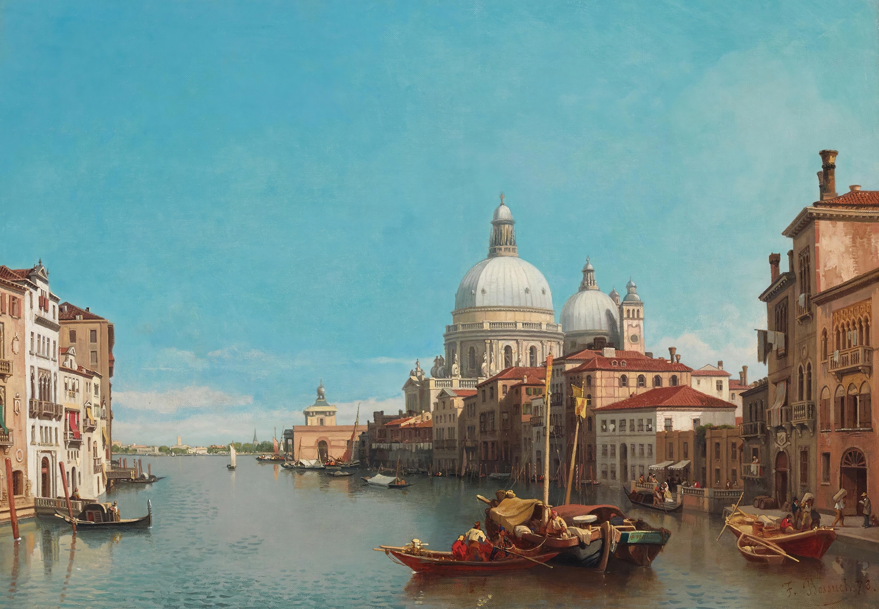 Landscape of the Grand Canal in Venice by François Antoine Bossuet, oil painting