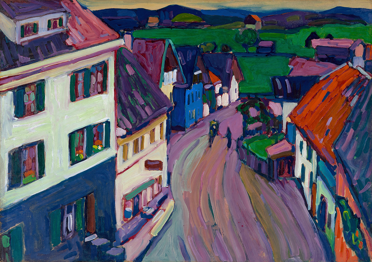 Murnau – View from the window of the Griesbräu, by Wassily Kandinsky, public domain