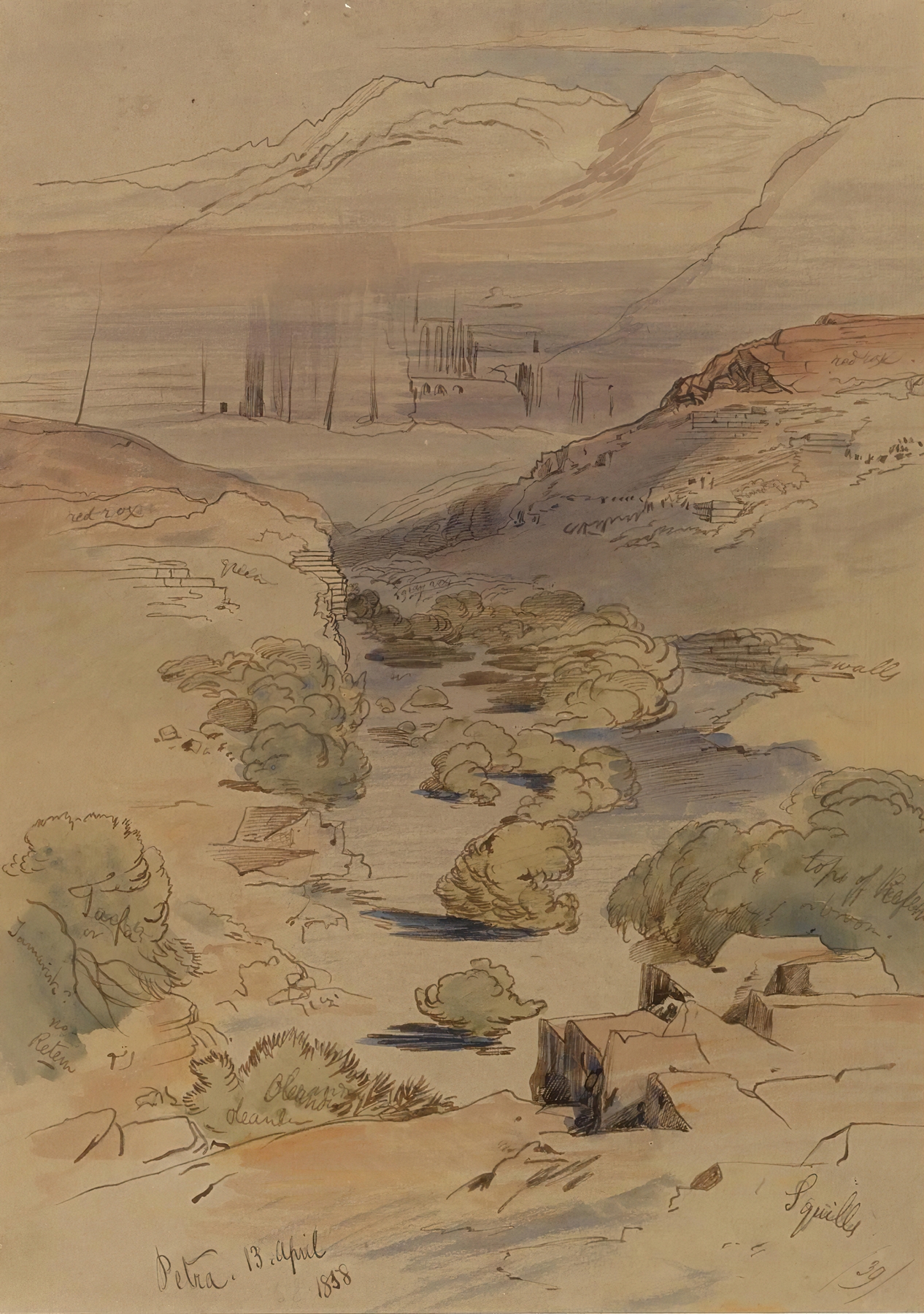 Petra, by Edward Lear, public domain
