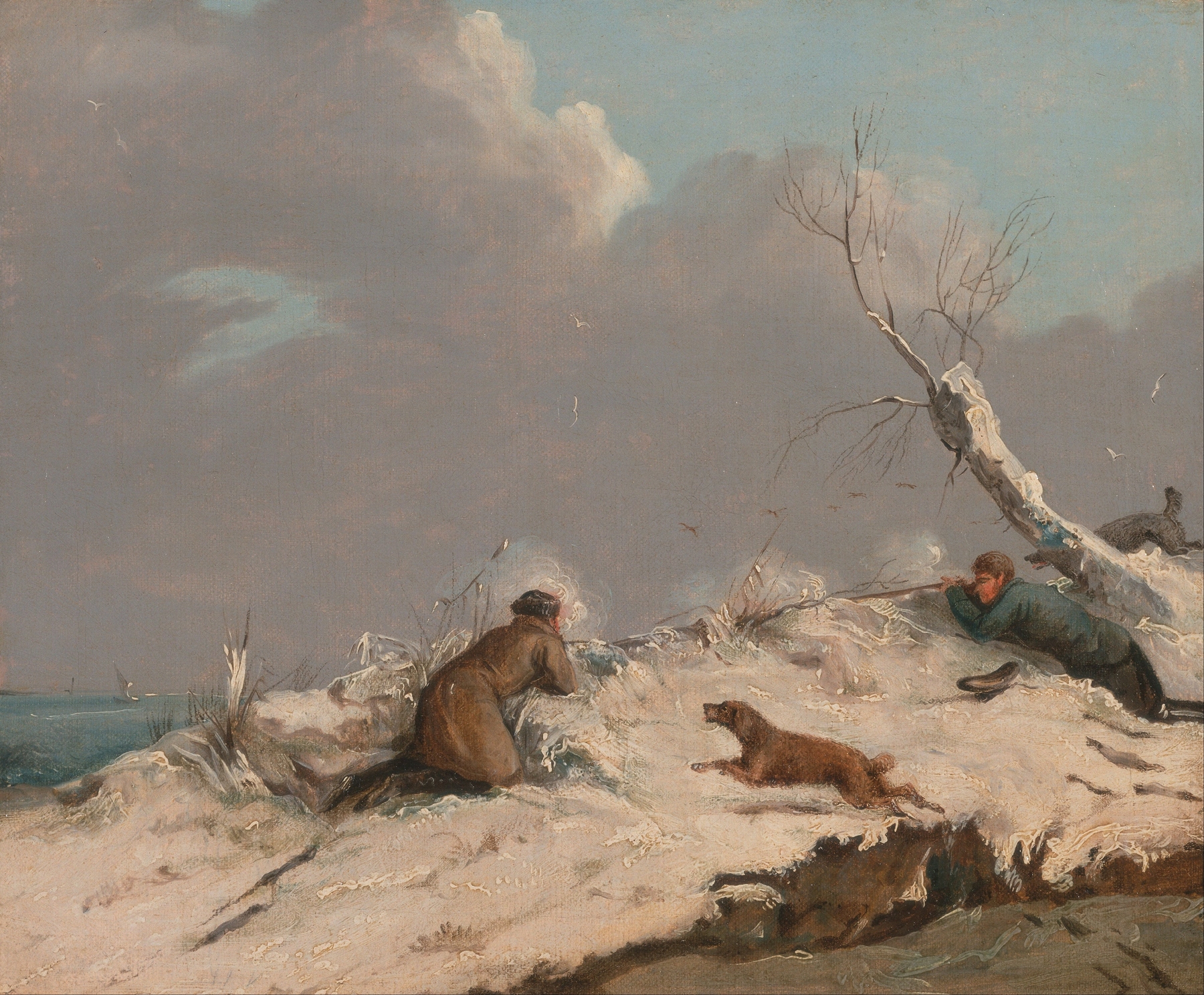 Duck Shooting in Winter, by Henry Thomas Alken, public domain