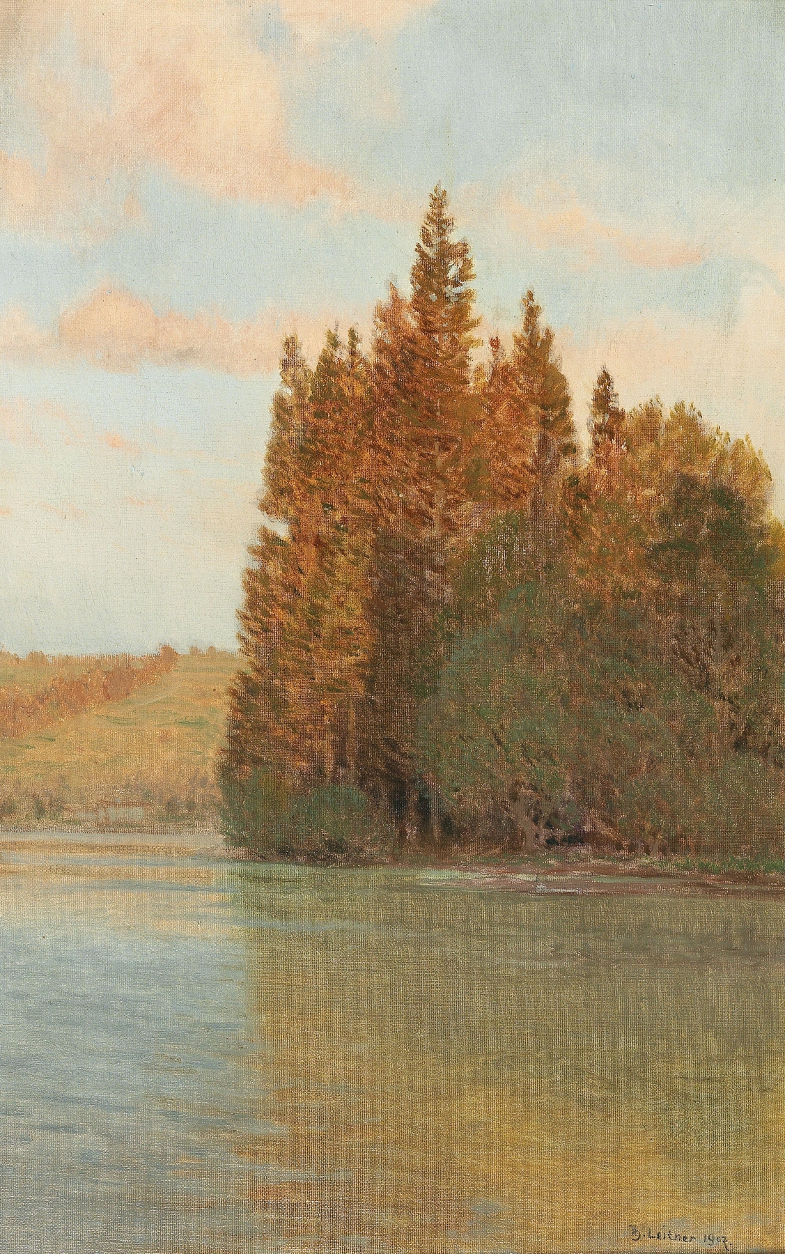 Landscape by Thomas Leitner, oil painting depicting a serene horizon with gentle light.