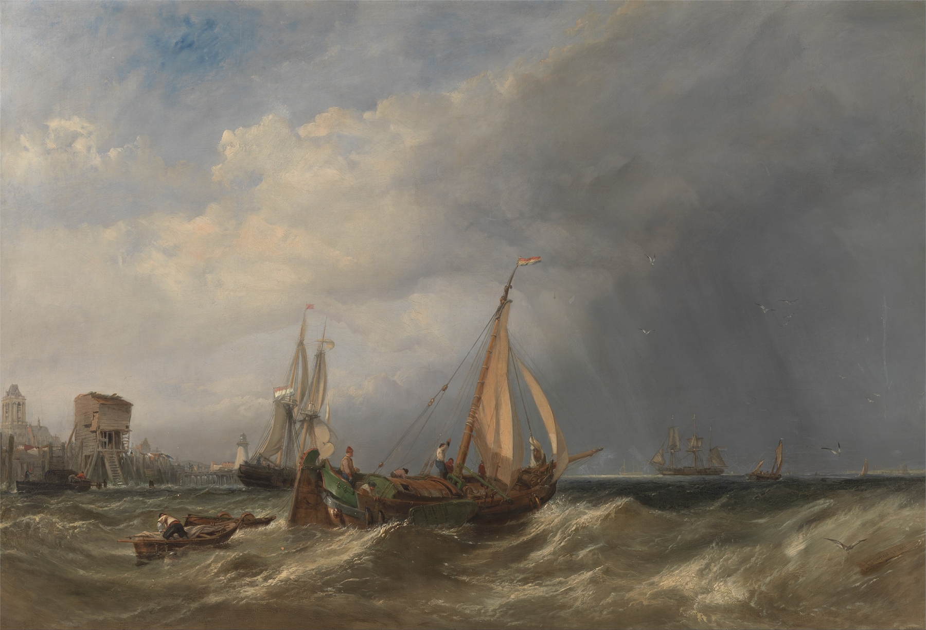 A Dutch Barge and Merchantmen Running out of Rotterdam, by Clarkson Stanfield, public domain