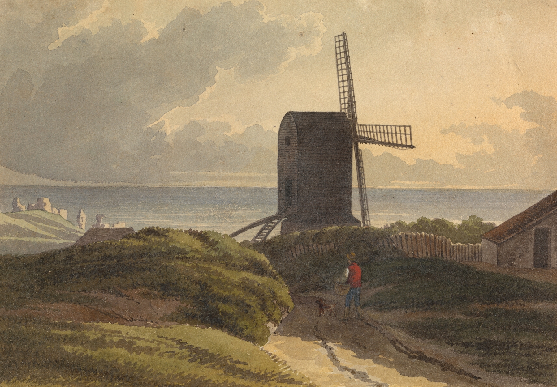 Windmill on the sea coast near Hastings, oil on canvas by Henry Morton