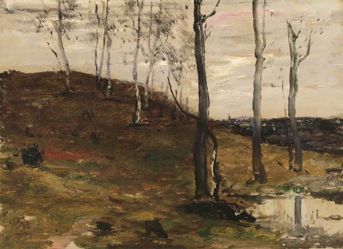 Hillside with Trees by William Morris Hunt depicts a serene natural landscape.