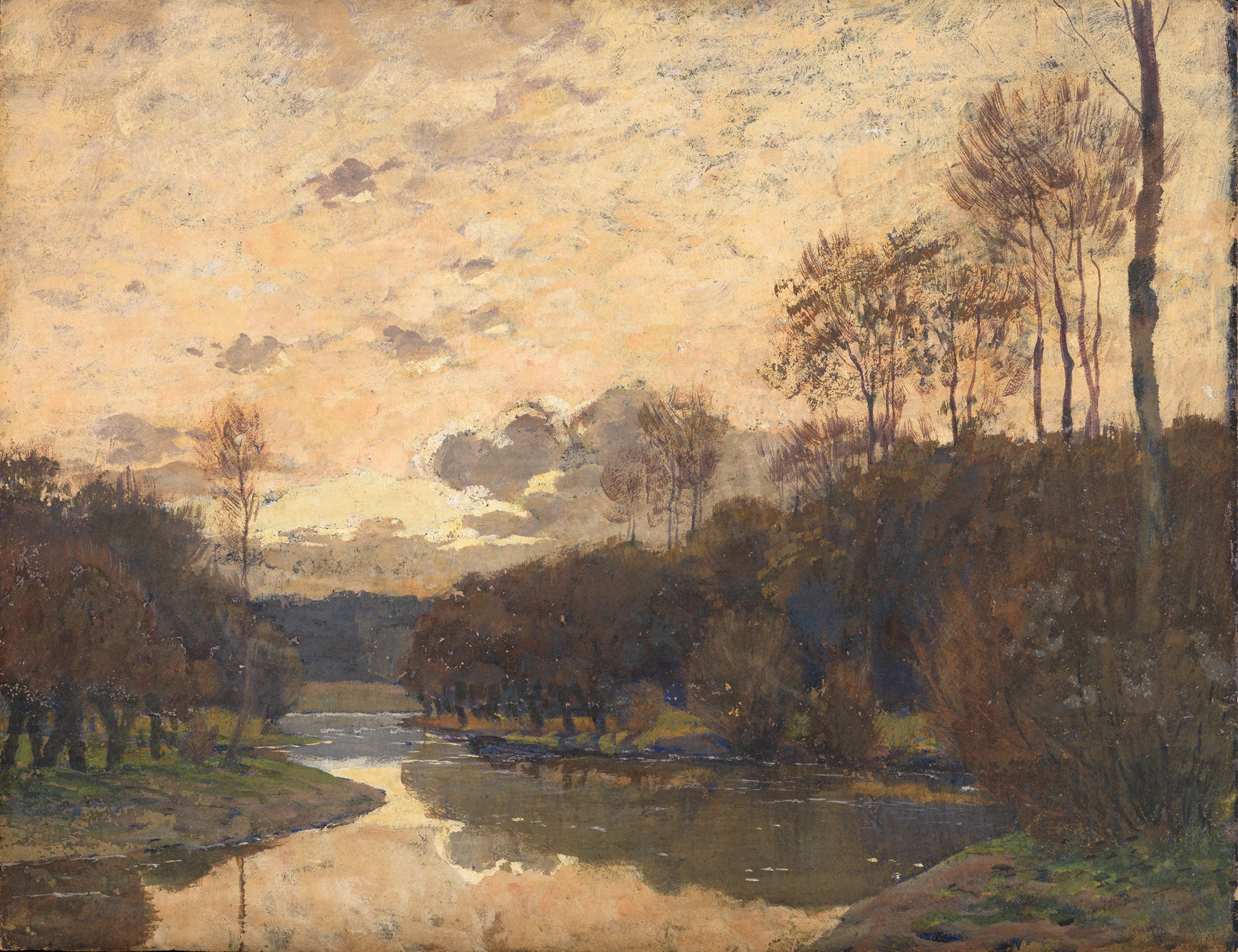 Romantic landscape depicting spring blooms by Wilhelm Nagel