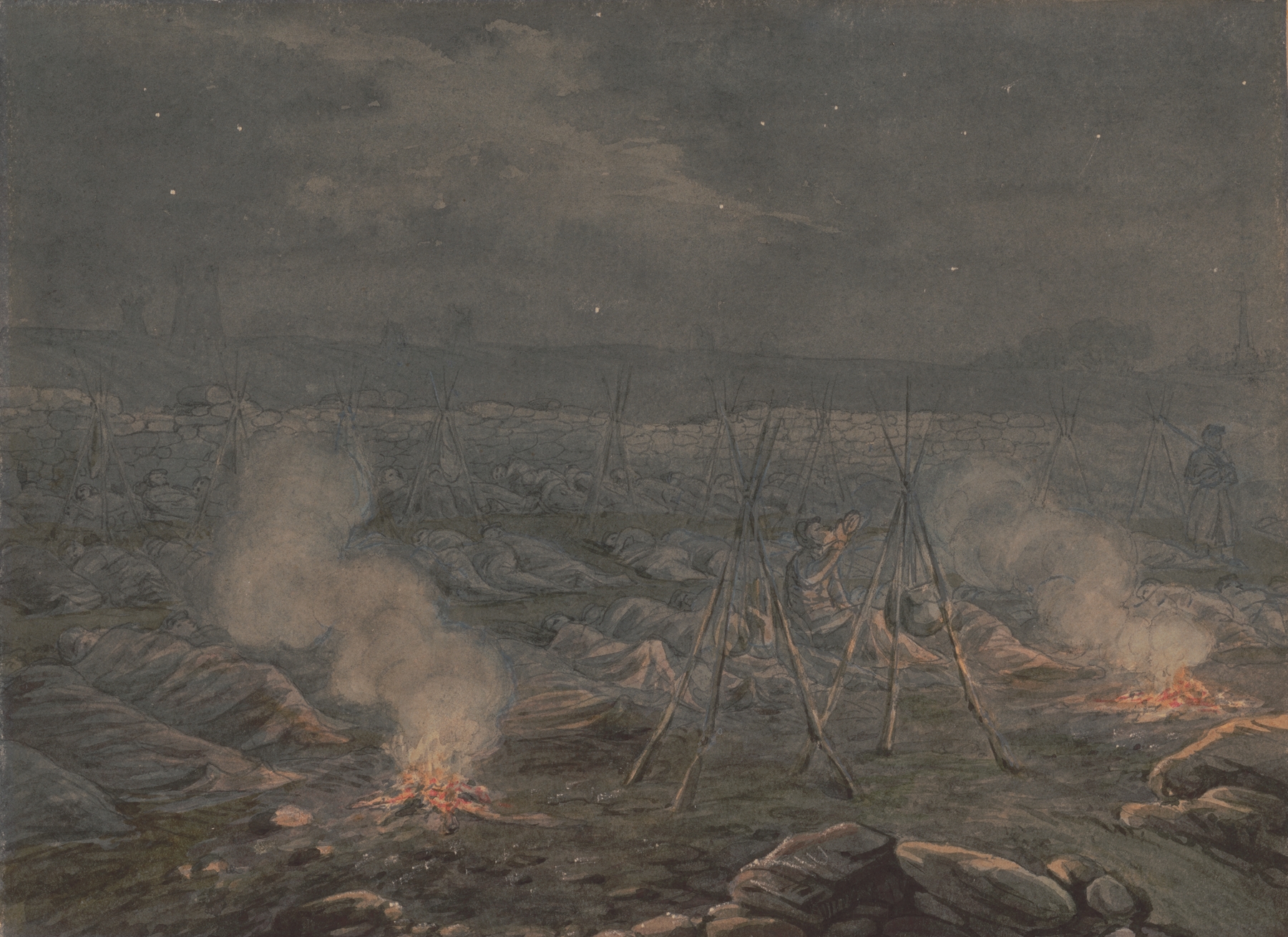 Sketches with Co. B, 8th Reg. Pa. Ma. under the officers of the old ‘Southwark Gaurd’ first night at Hagerstown, by James Fuller Queen, public domain
