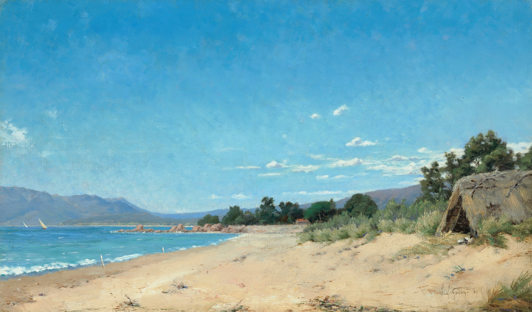 Hut by the sea shore, oil on canvas by Paul-Camille Guigou