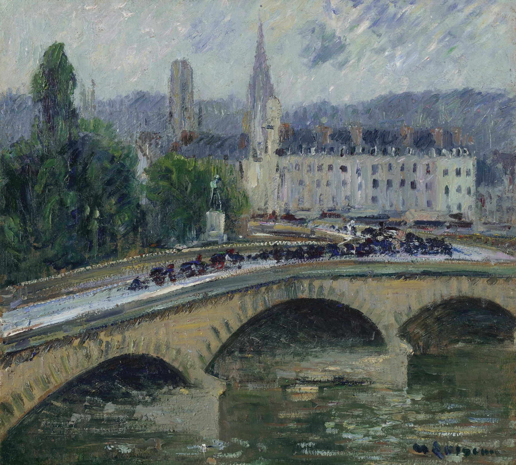 Rouen le pont Corneille, by Gustave Loiseau, public domain