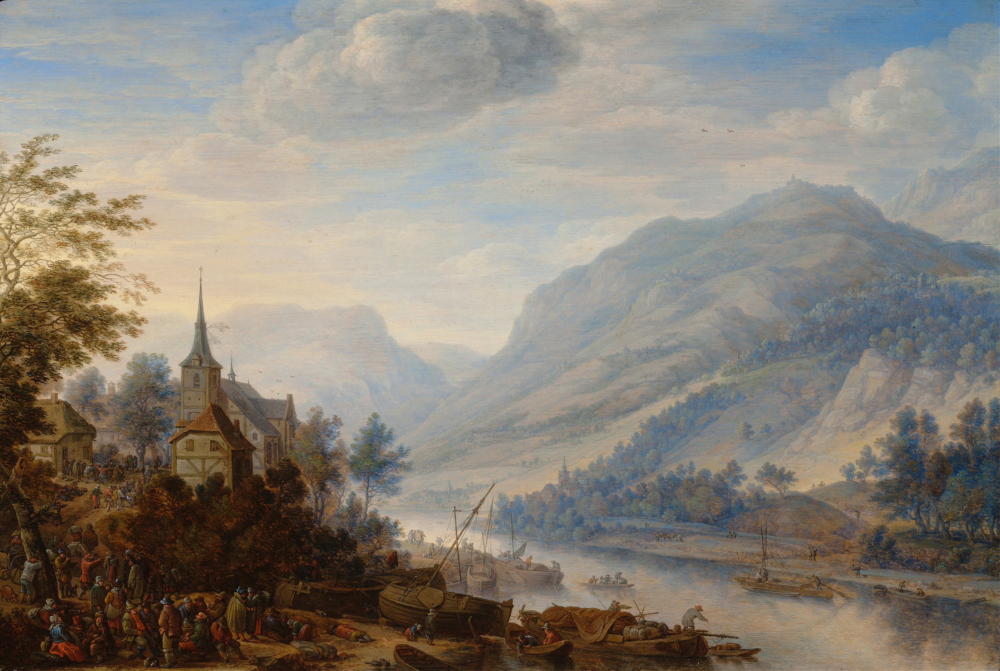 View of the Rhine at Reineck, oil painting by Herman Saftleven
