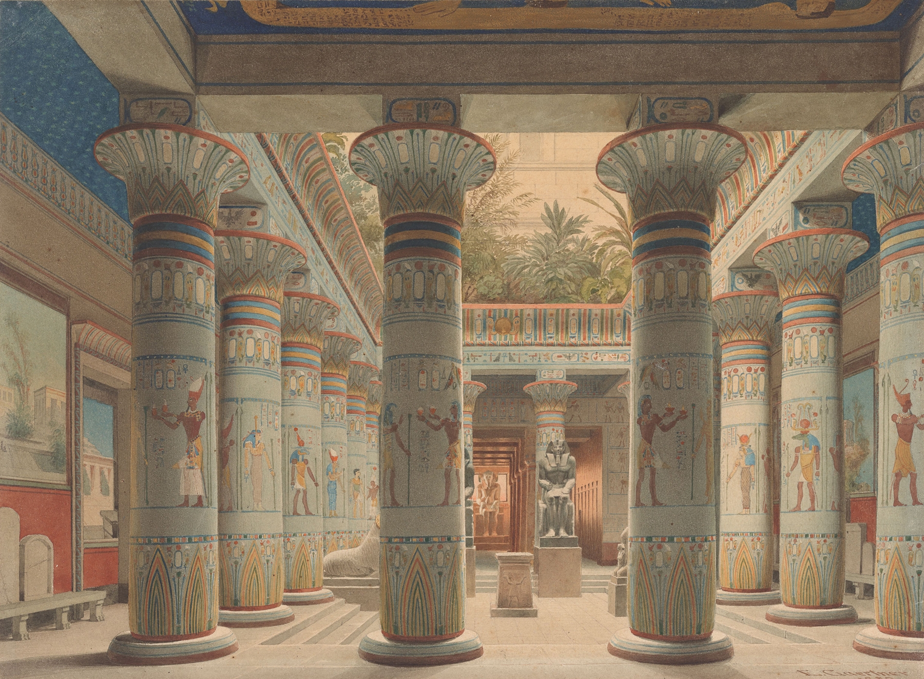 The Egyptian Temple Court in the Neues Museum, Berlin, oil painting by Eduard Gaertner