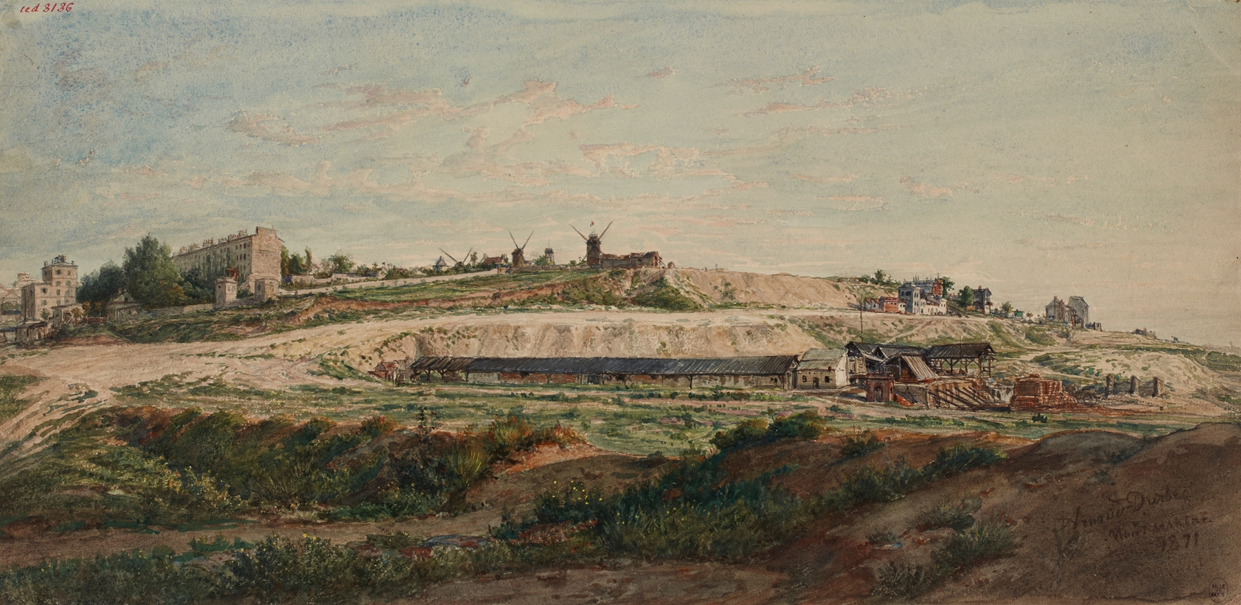 Landscape of Montmartre with soft hues, oil painting by Jean-Baptiste-François Arnaud-Durbec
