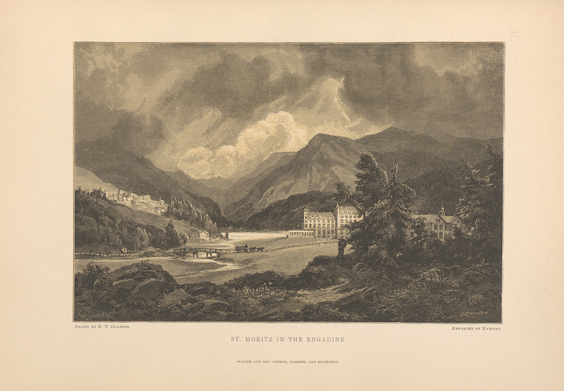 E.‎ ‎T.‎ ‎Compton – St.‎ ‎Moritz,‎ ‎in‎ ‎the‎ ‎Engadine, by Theodor Gsell Fels, public domain