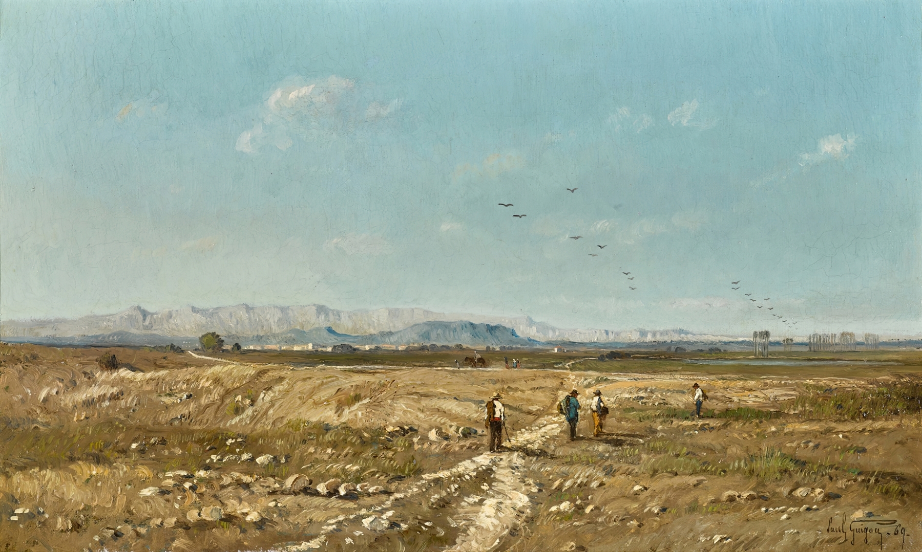 Landscape of fields and wheat by Paul-Camille Guigou, oil on canvas