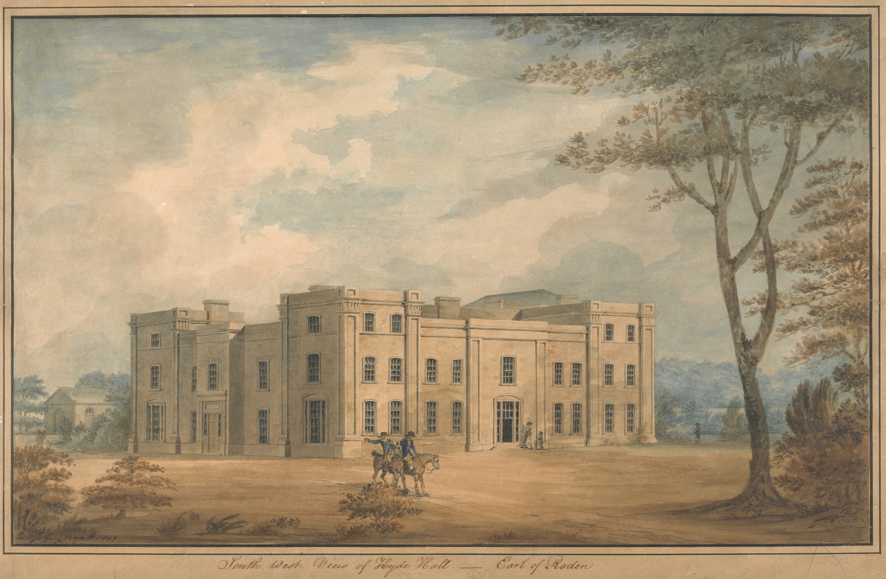 Engraving of Hyde Hall, Hertfordshire by Sir Jeffry Wyatville