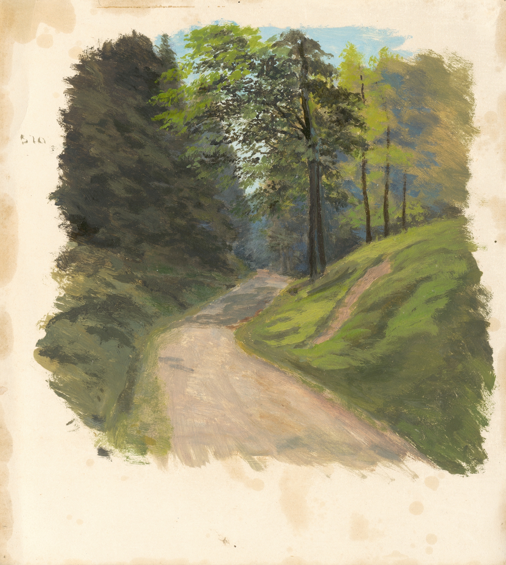 Mountain Road by Jan Nowopacký, oil on canvas, depicting a winding path through a mountainous landscape