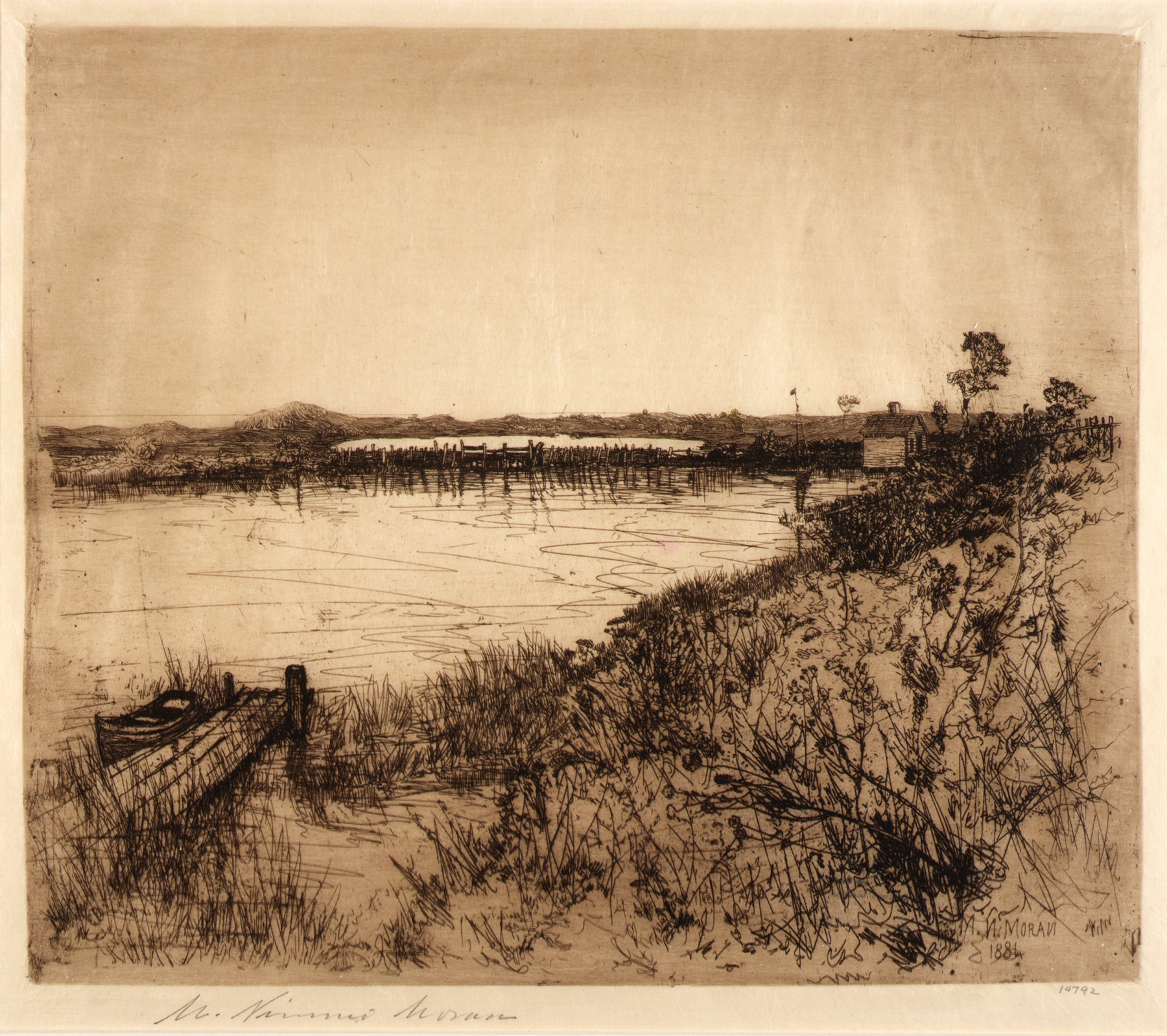 Salt Water Ponds, watercolor on paper by Mary Nimmo Moran, depicting a tranquil landscape with water and marsh.