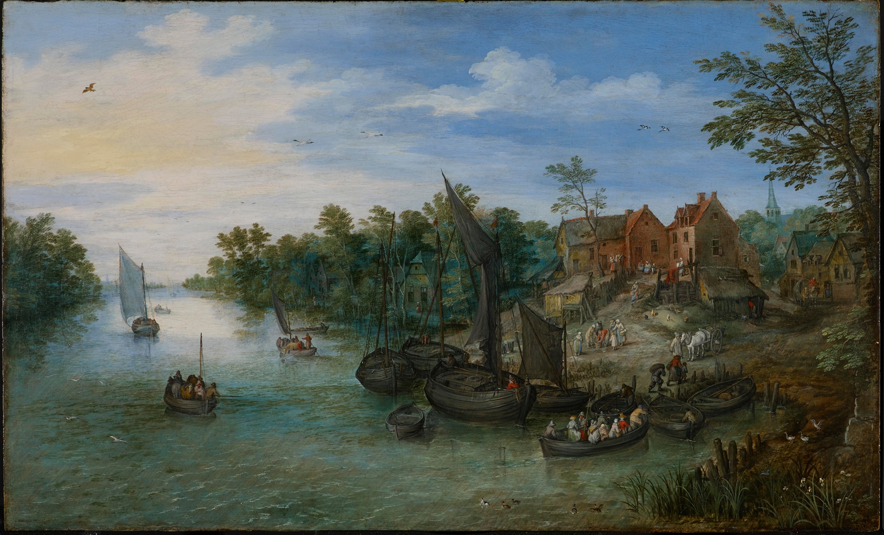 River Landscape, by Jan Brueghel the Elder, public domain